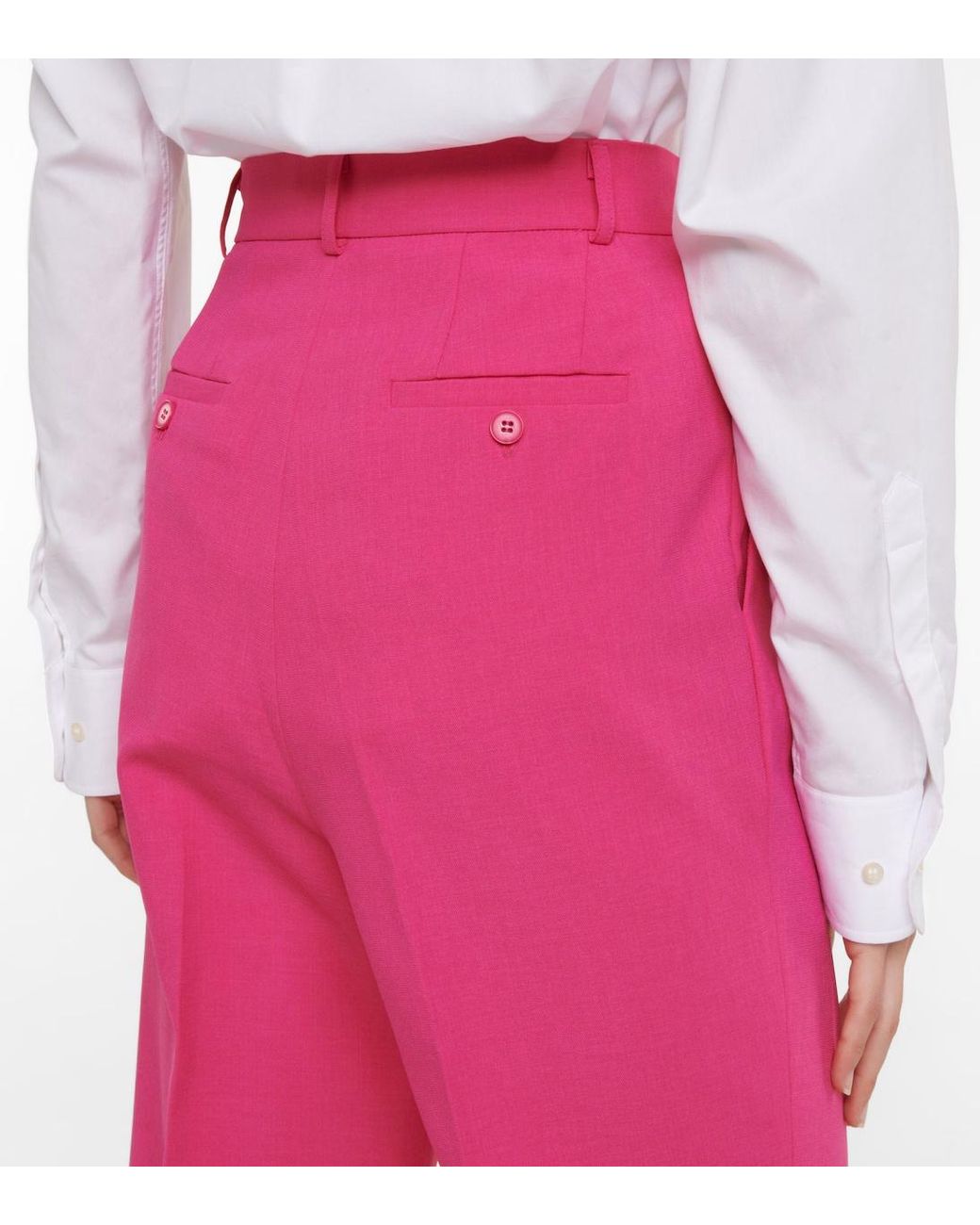 Frankie Shop Pink High-Waisted Straight-Leg Casual Pants