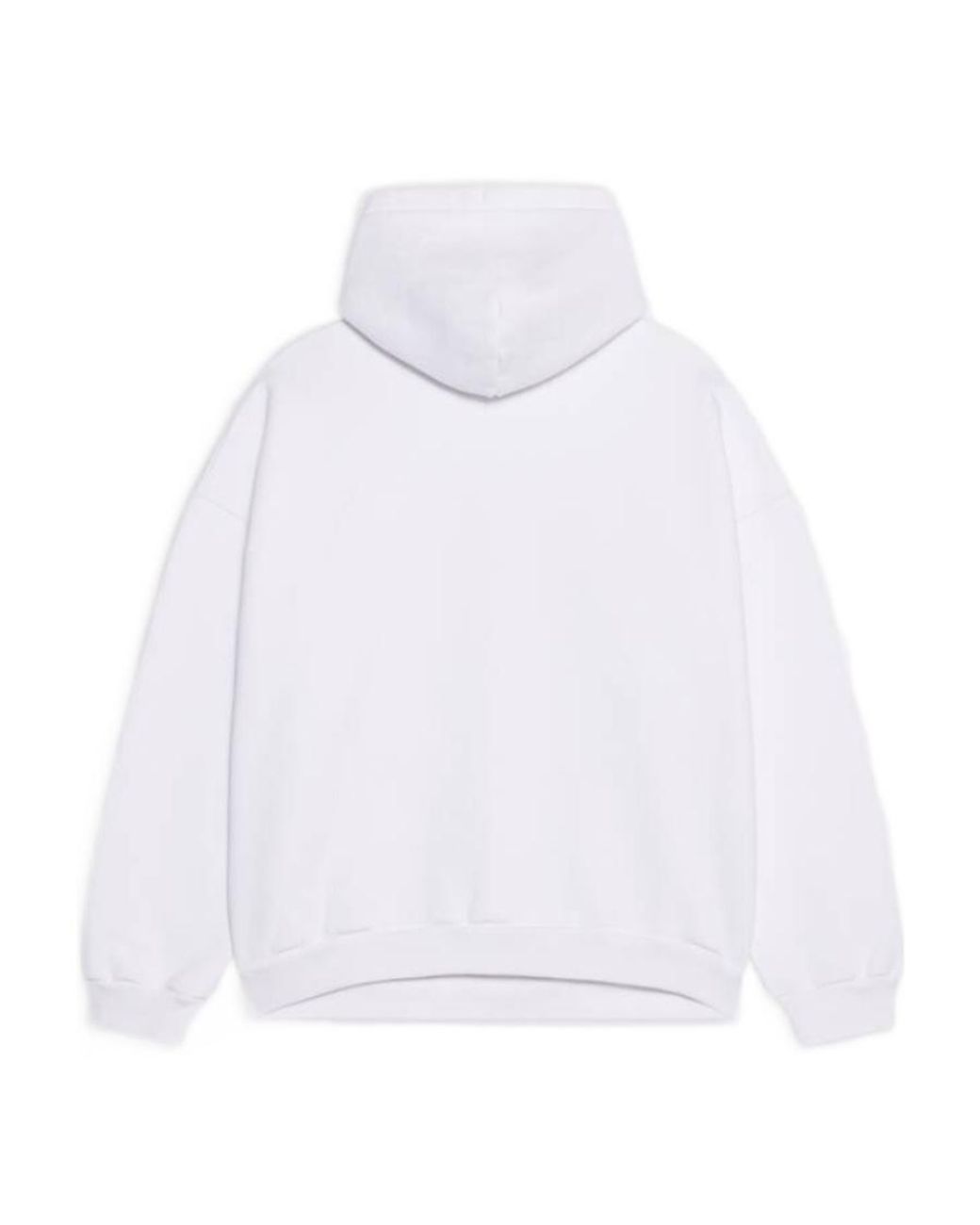 Balenciaga White Logo Print Ribbed Hem Hoodie