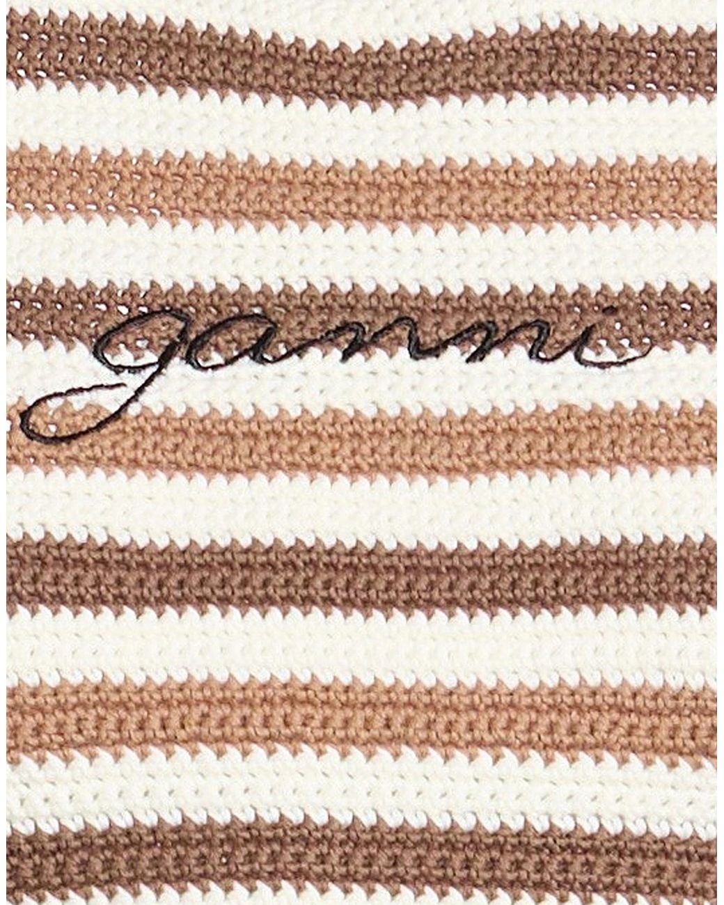 Ganni Natural Crochet-Knit Tops