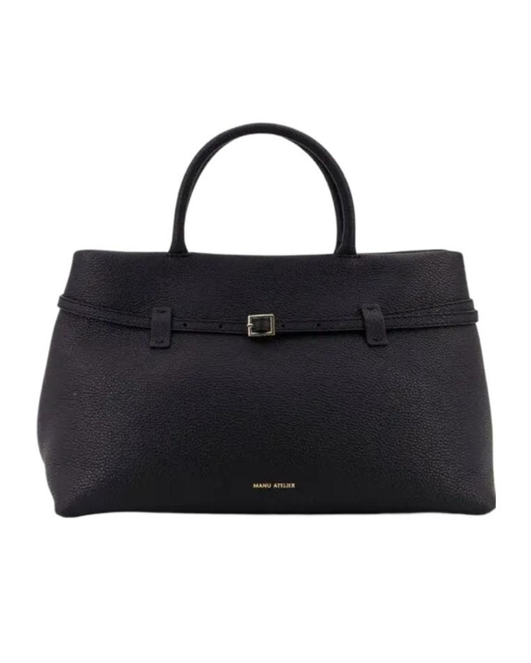 MANU Atelier Black Le Cambon 35 Buckle Detailed Tote Bag