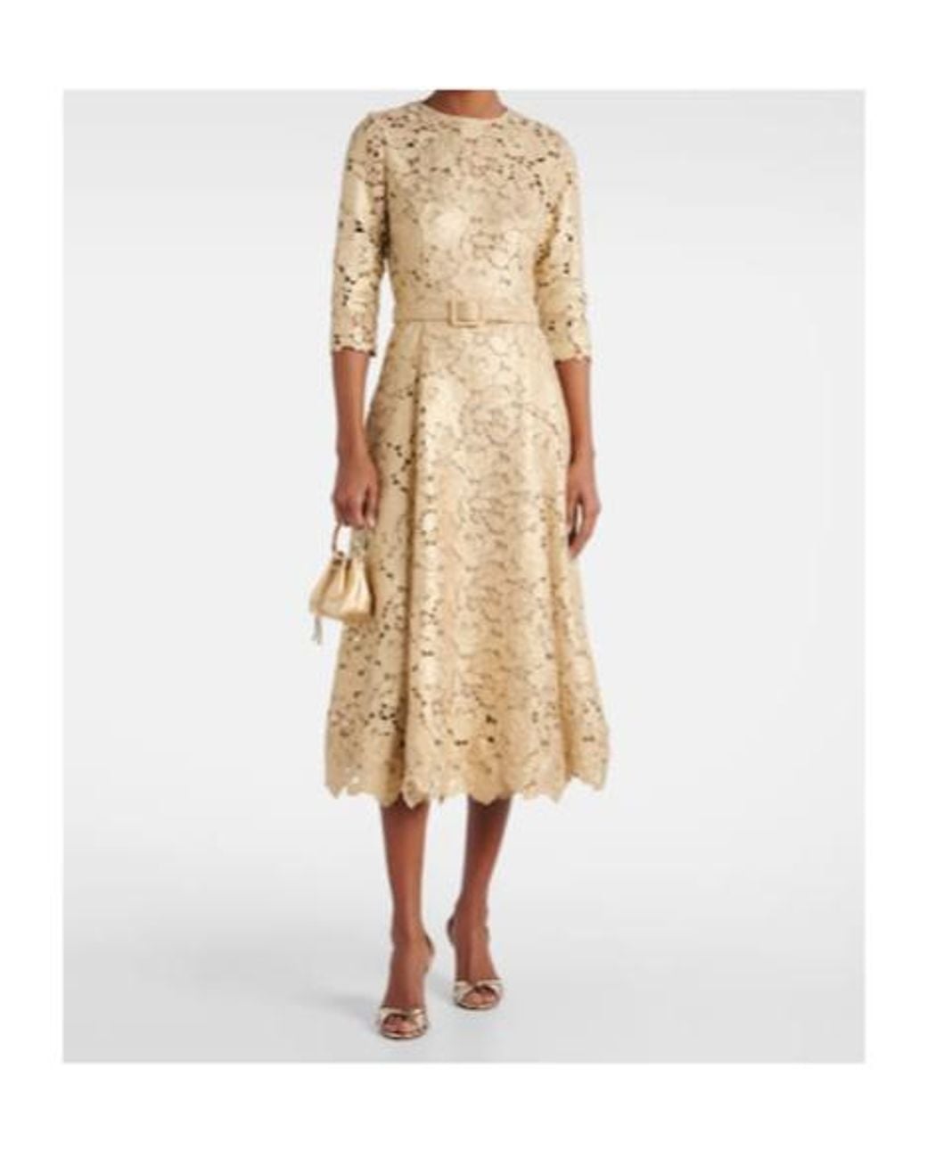 Oscar de la Renta Natural Guipure Lace Cocktail Dress