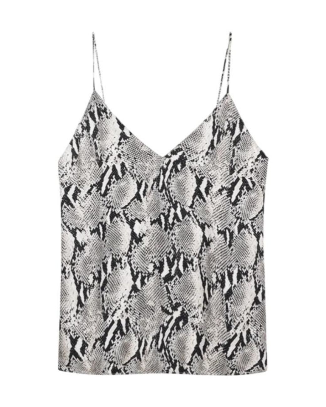 Anine Bing Gray Python V-Neck Top