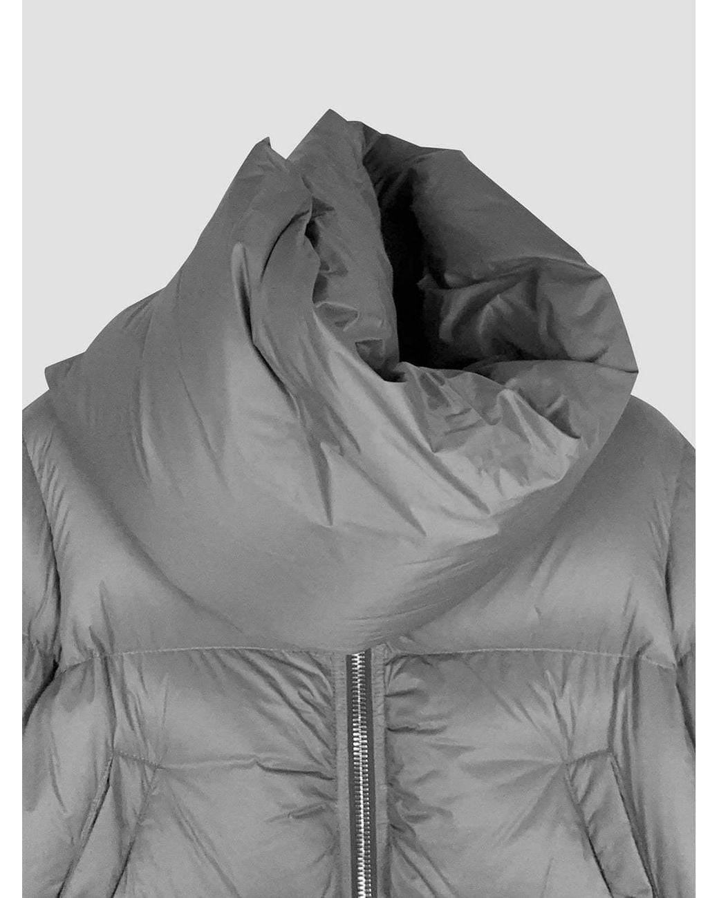 Rick Owens Gray Long-Sleeved Down Jacket