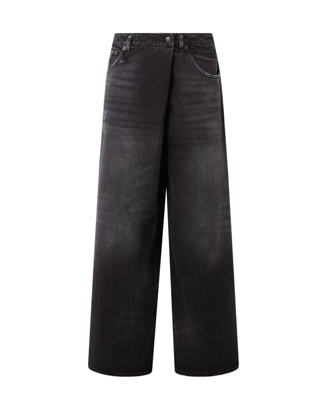 R13 Black Nico Wrap-Effect Boyfriend Jeans