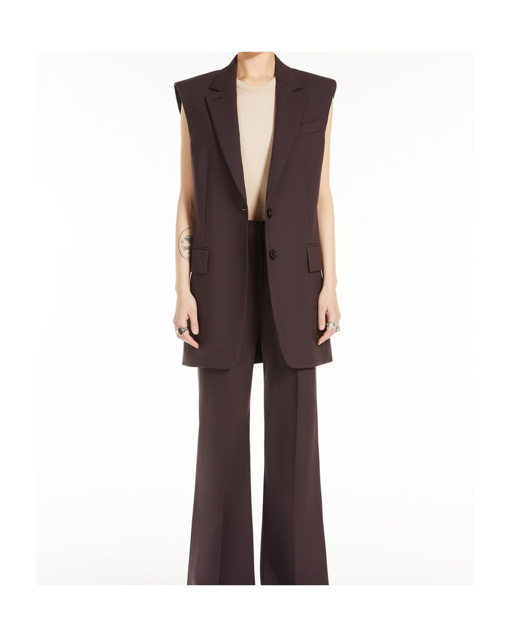 Sportmax Brown Single-Breasted Sleeveless Gilet