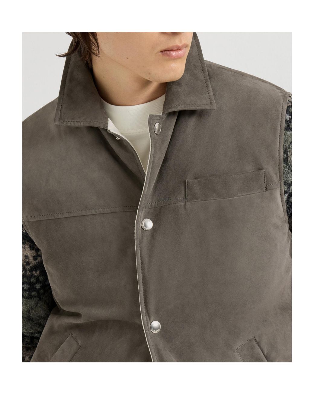 Brunello Cucinelli Brown Down Leather Gilet for men