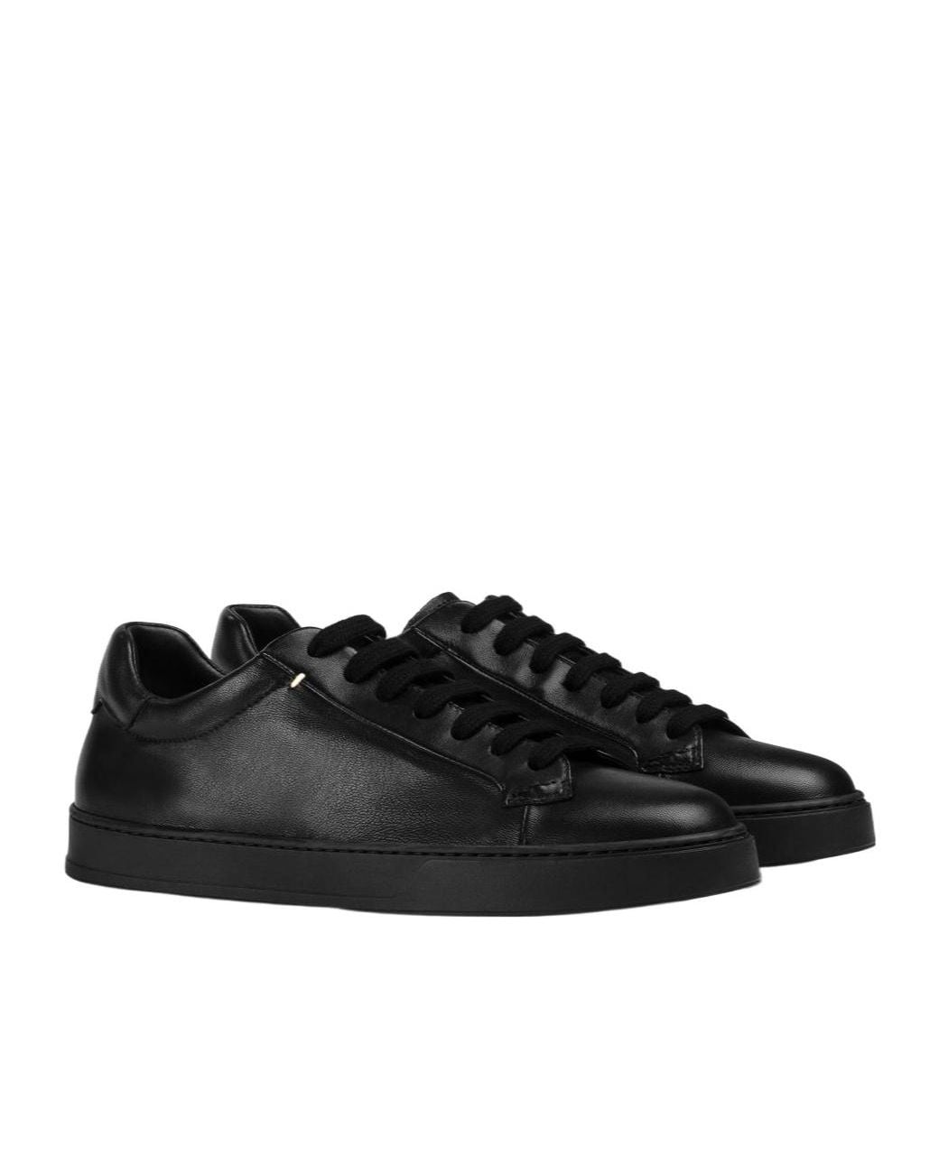 Doucal's Black Memory Foam Low-Top Sneakers for men