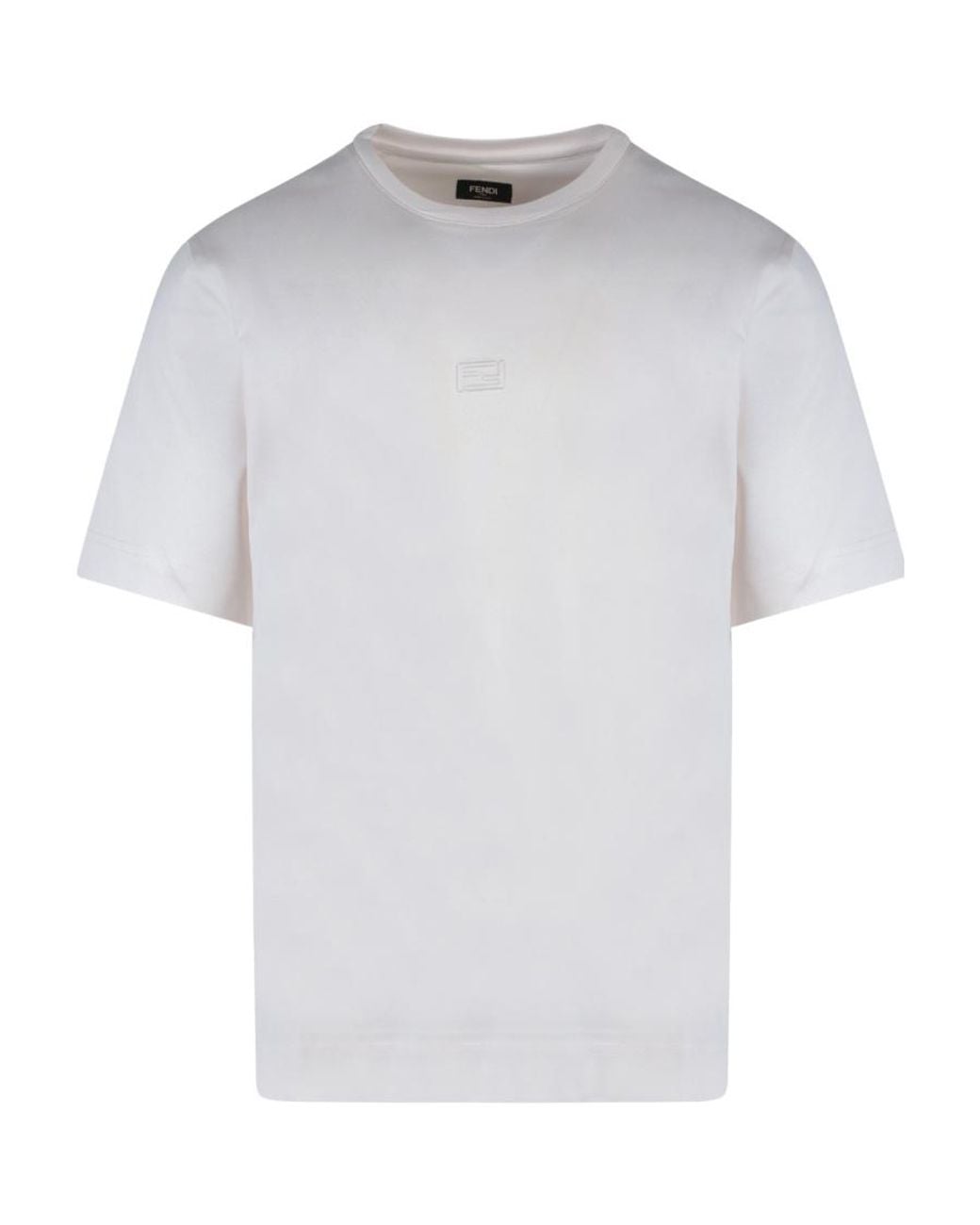 Fendi White Logo-Embroidered Cotton T-Shirt for men
