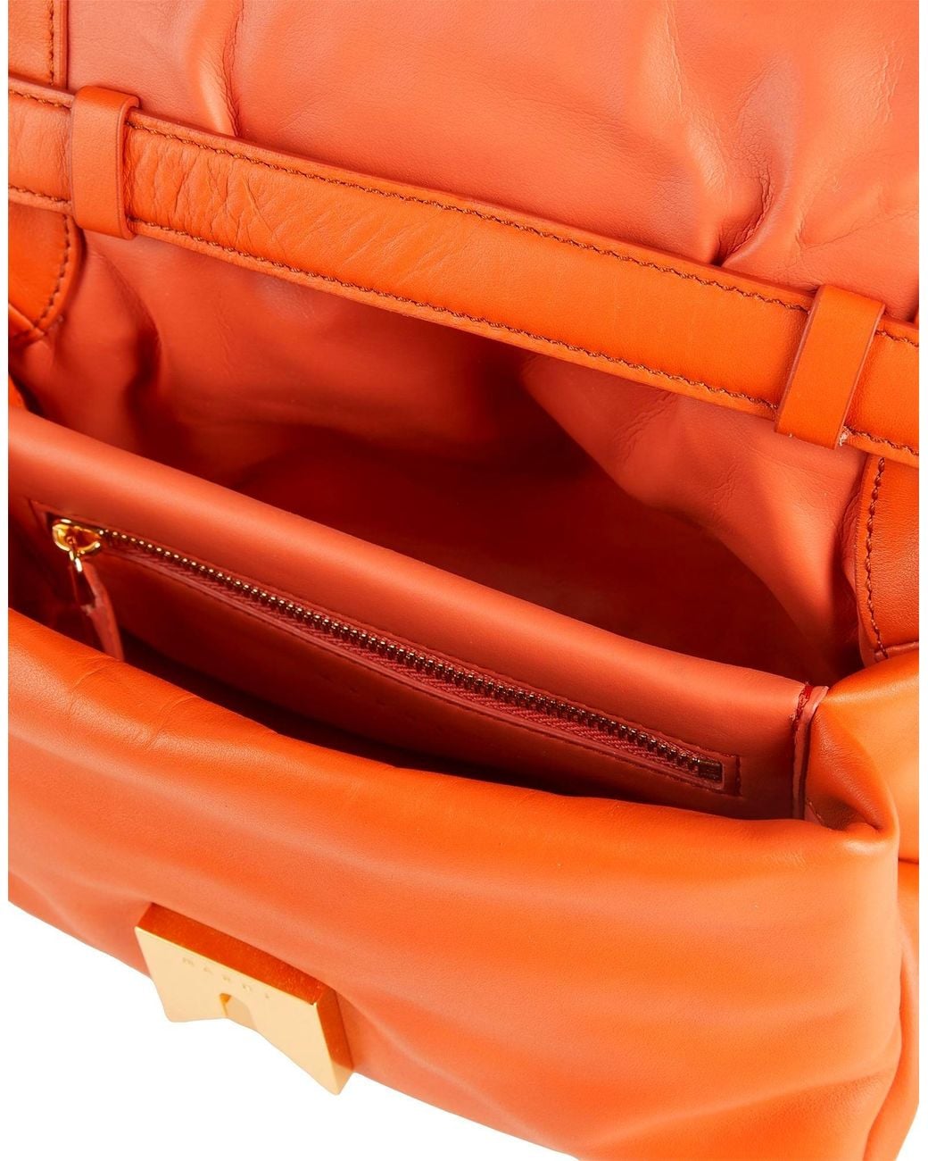 Marni Orange Solid Color Leather Shoulder Bag