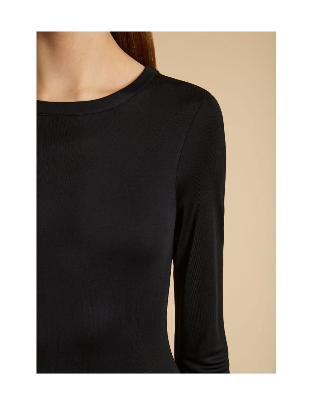Khaite Black Long-Sleeved Round-Necked Dress