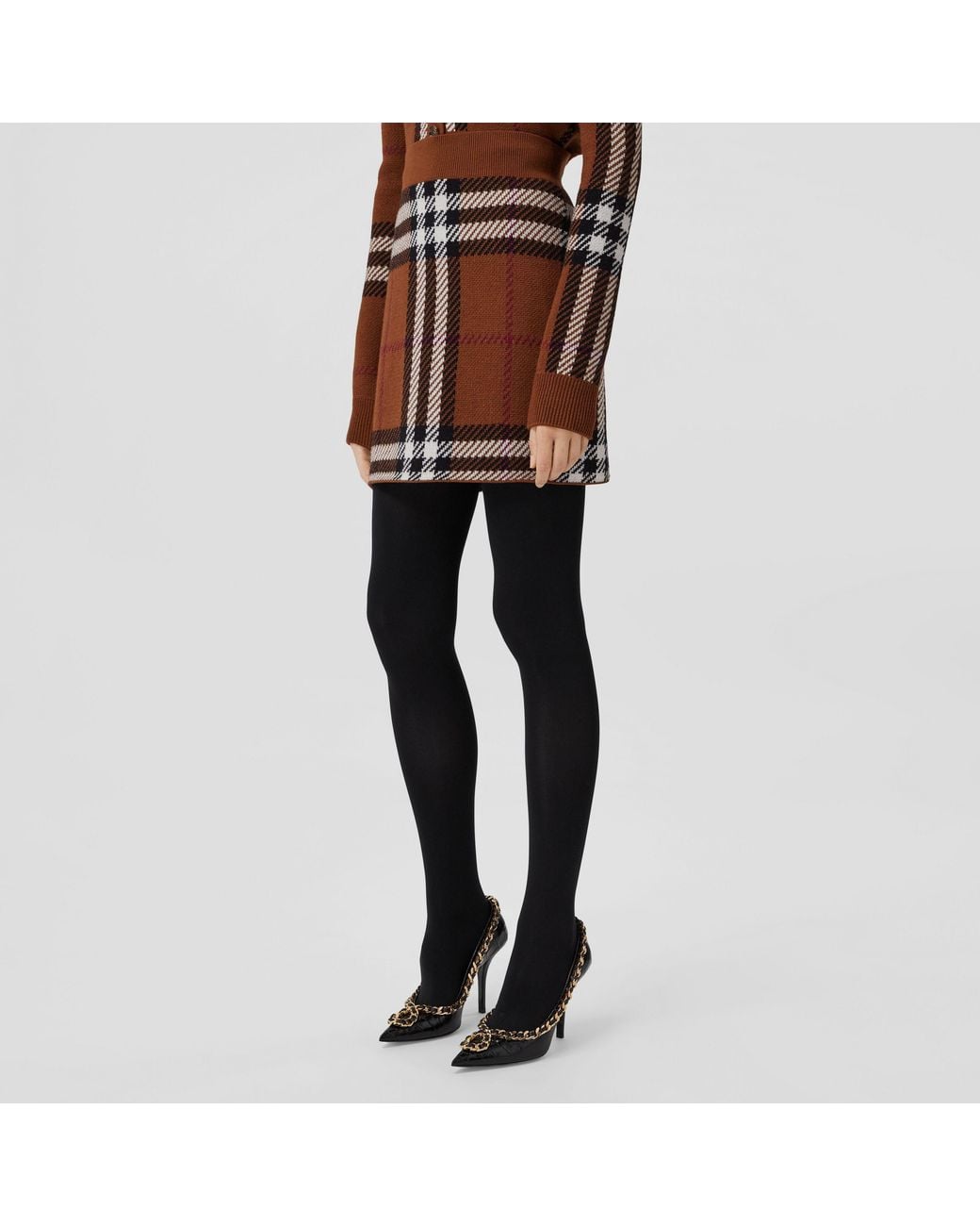 Burberry Brown Kiandra Check Wool Mini Skirt