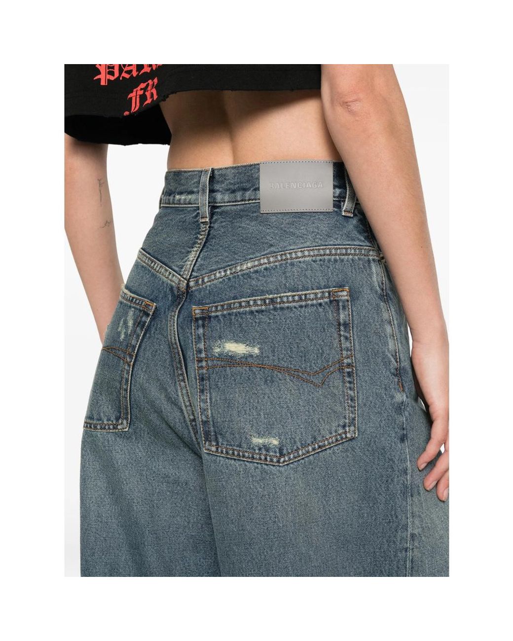 Balenciaga Blue High-Waisted Wide-Leg Jeans