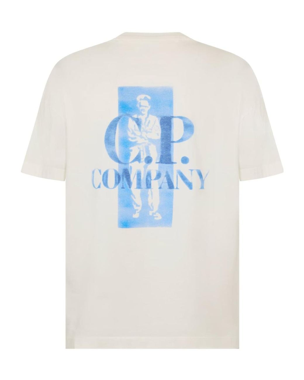 C P Company White Logo Crew Neck T-Shirt for men