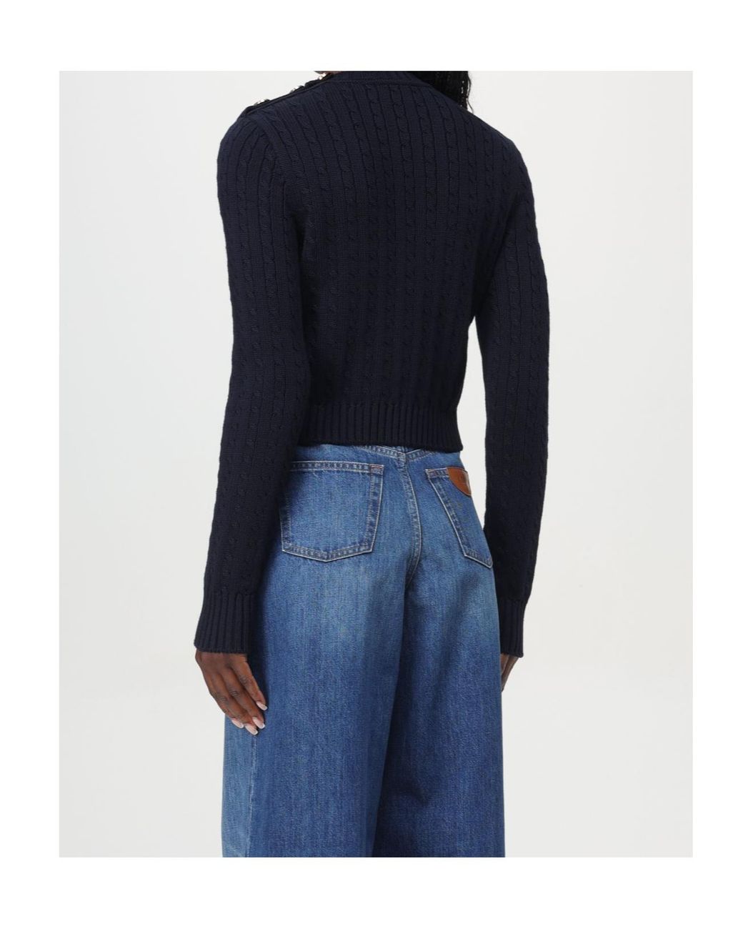 Chloé Blue Chloé Buttoned-Detail Knitted Jumper