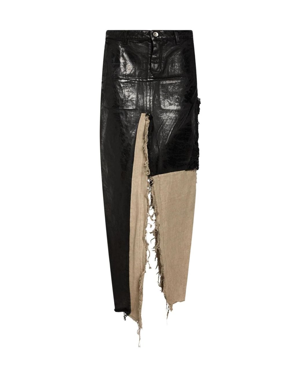 Rick Owens Black Two-Tone Pencil Skirt