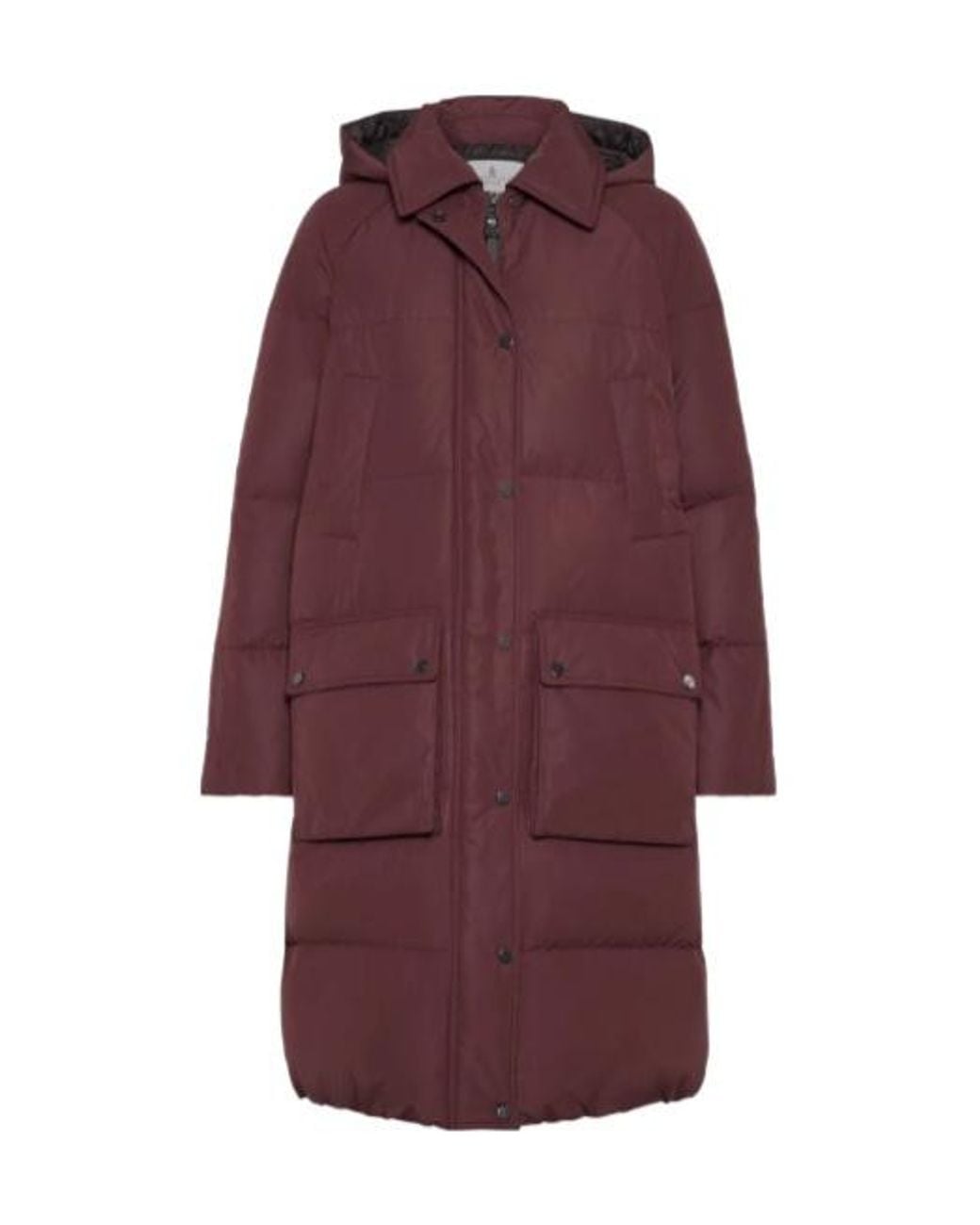 Brunello Cucinelli Purple Zipped Hooded Quilted Coat