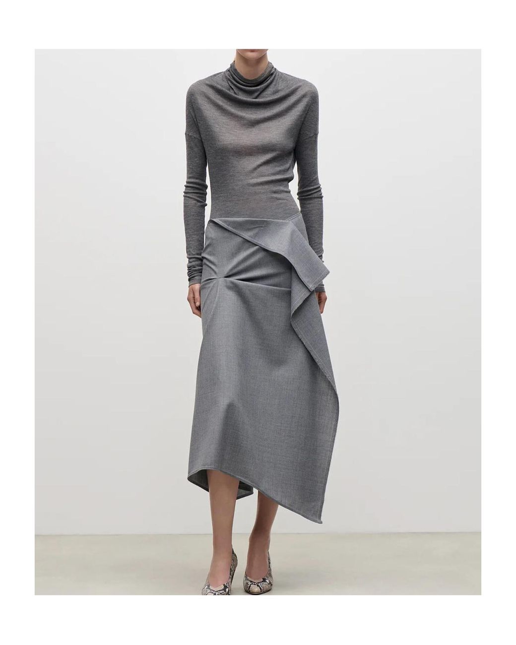 Victoria Beckham Gray Pleated Skirt