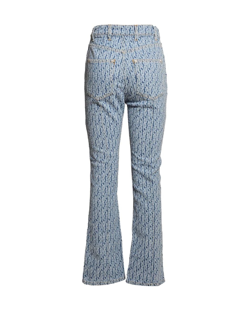 Rabanne Blue Logo Jacquard Flared Jeans