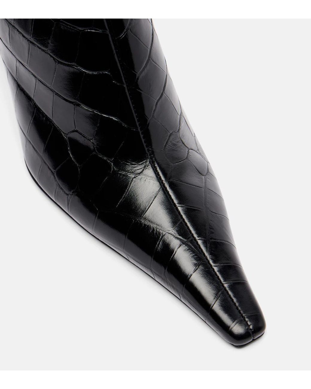 Victoria Beckham Black 75 Croc-Effect Ankle Boots