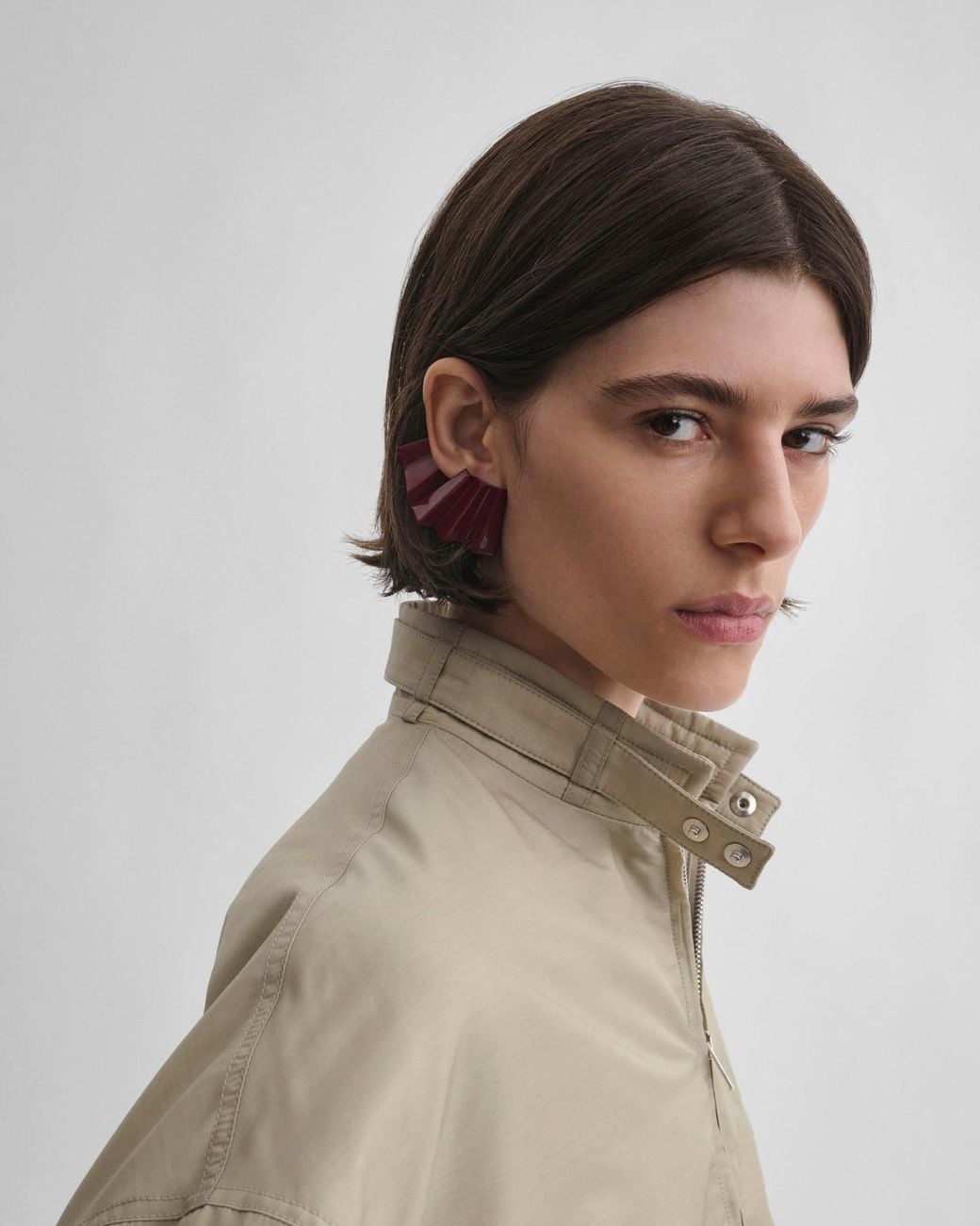 Phoebe Philo Red Pleated Earrings