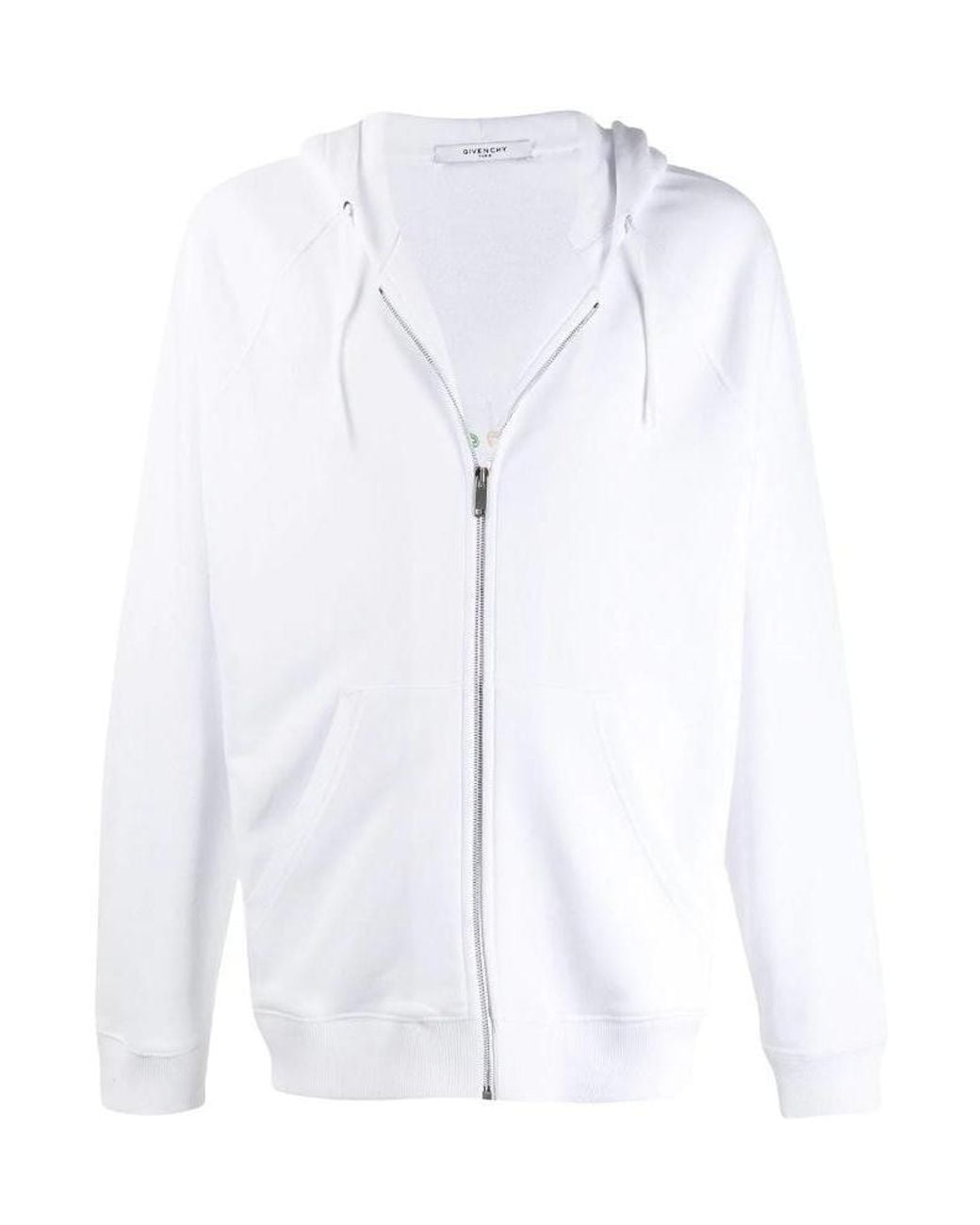 Givenchy White Logo-Print Zipped Hoodie for men