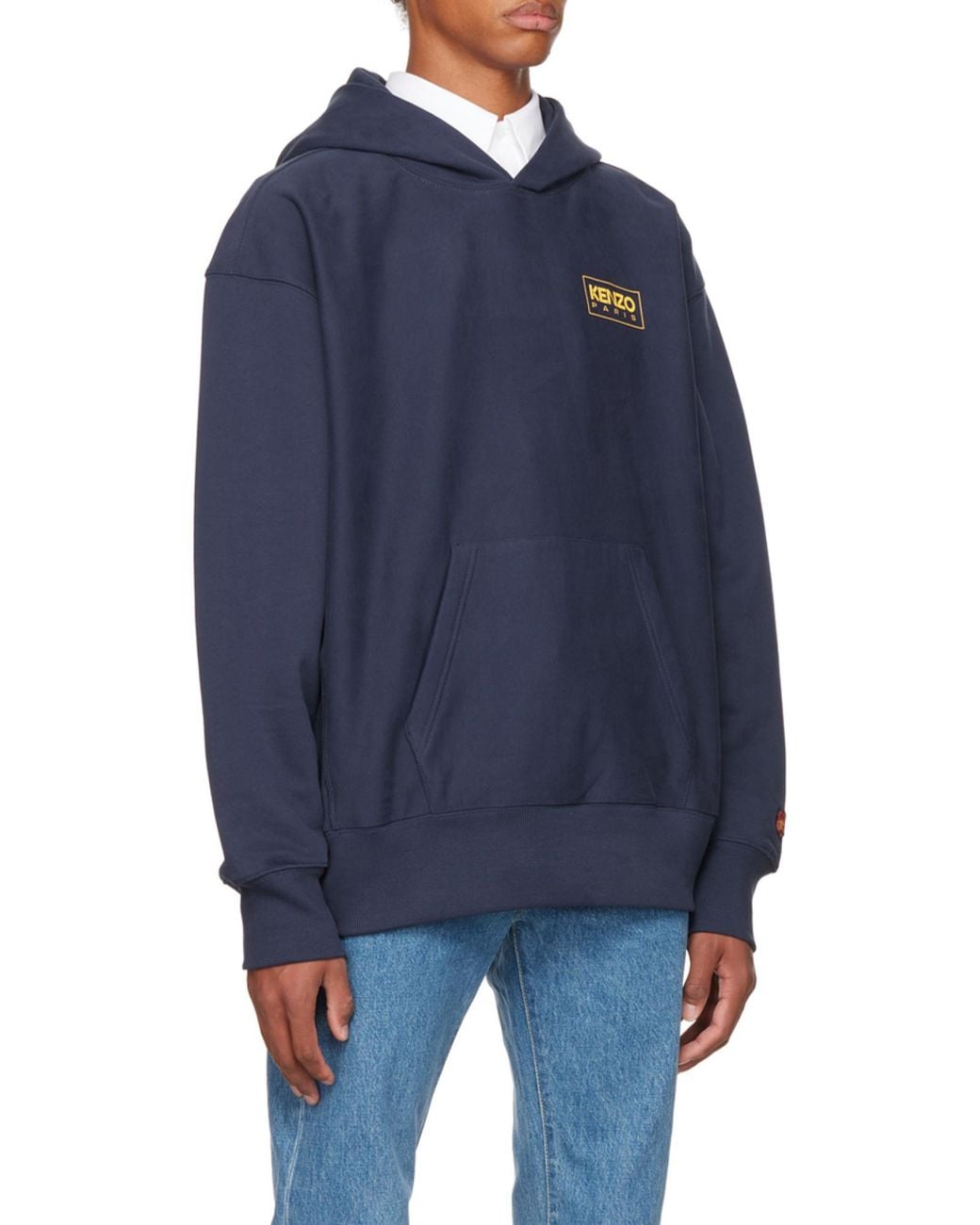 KENZO Blue Logo Printed Pouch Pocket Hoodie for men