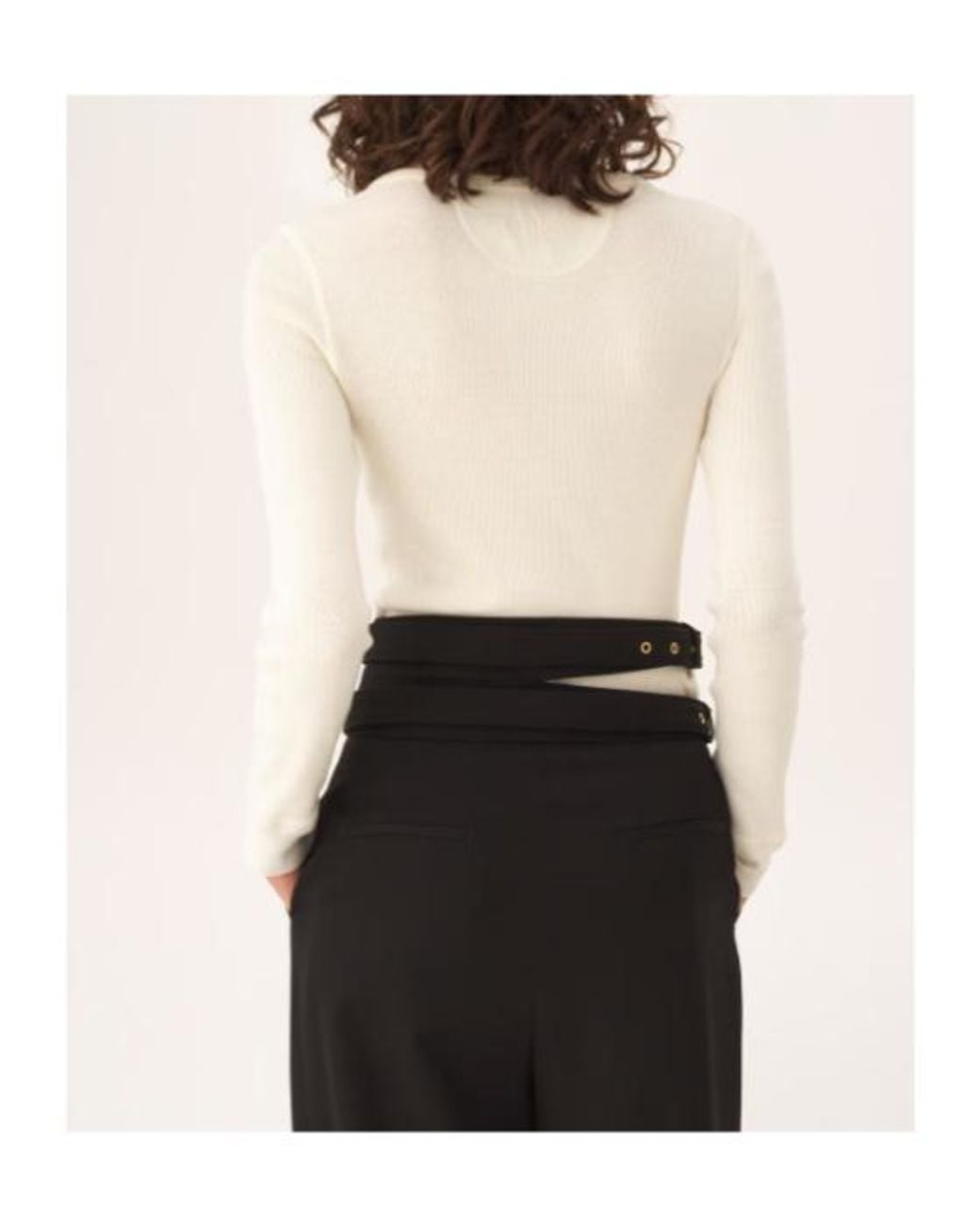 Chloé White Chloé Scoop-Neck Henley Sweater
