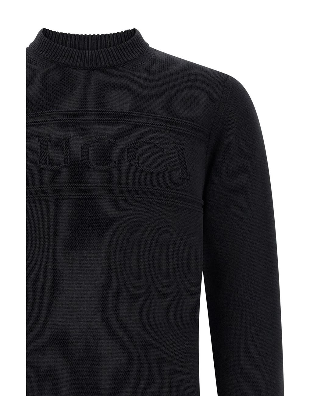 Gucci Black Logo Intarsia Knitted Sweater for men