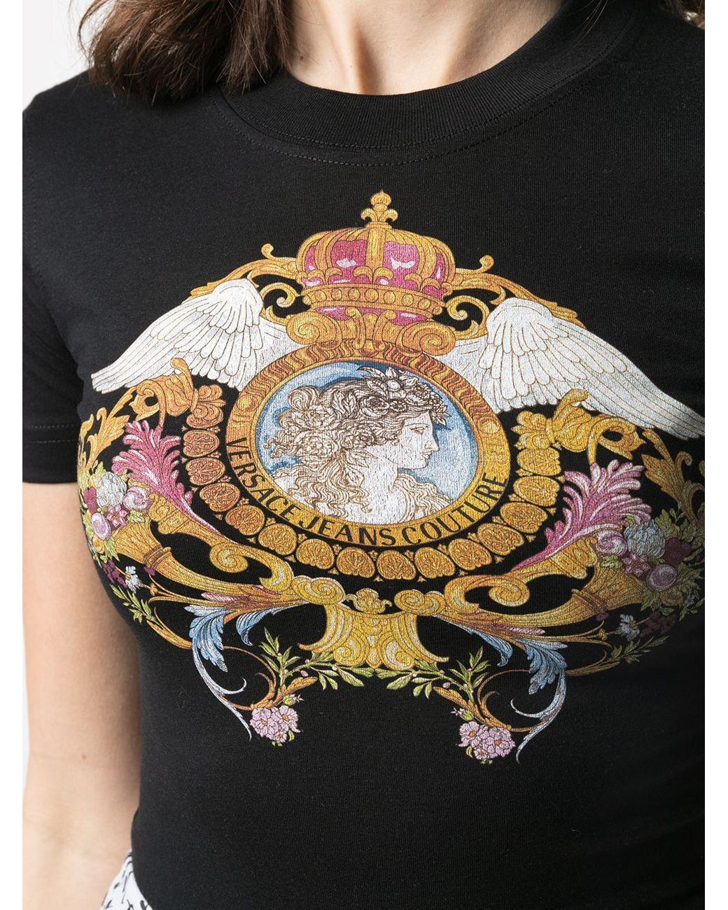 Versace Jeans Black Graphic Print Cotton T-Shirt
