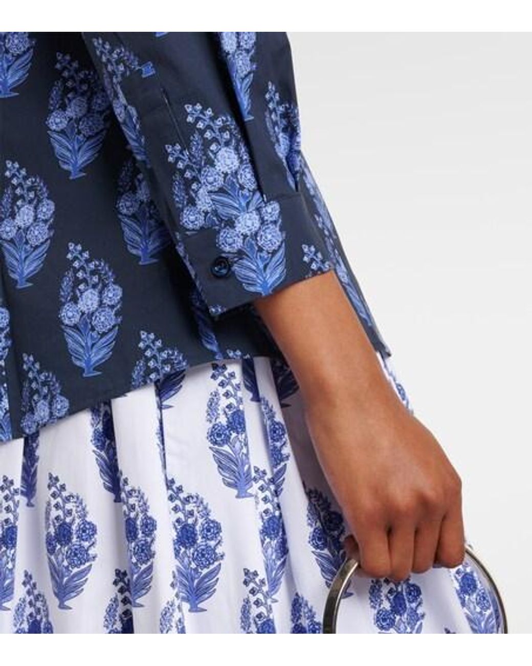 Carolina Herrera Blue Icon Floral Cotton-Blend Shirt