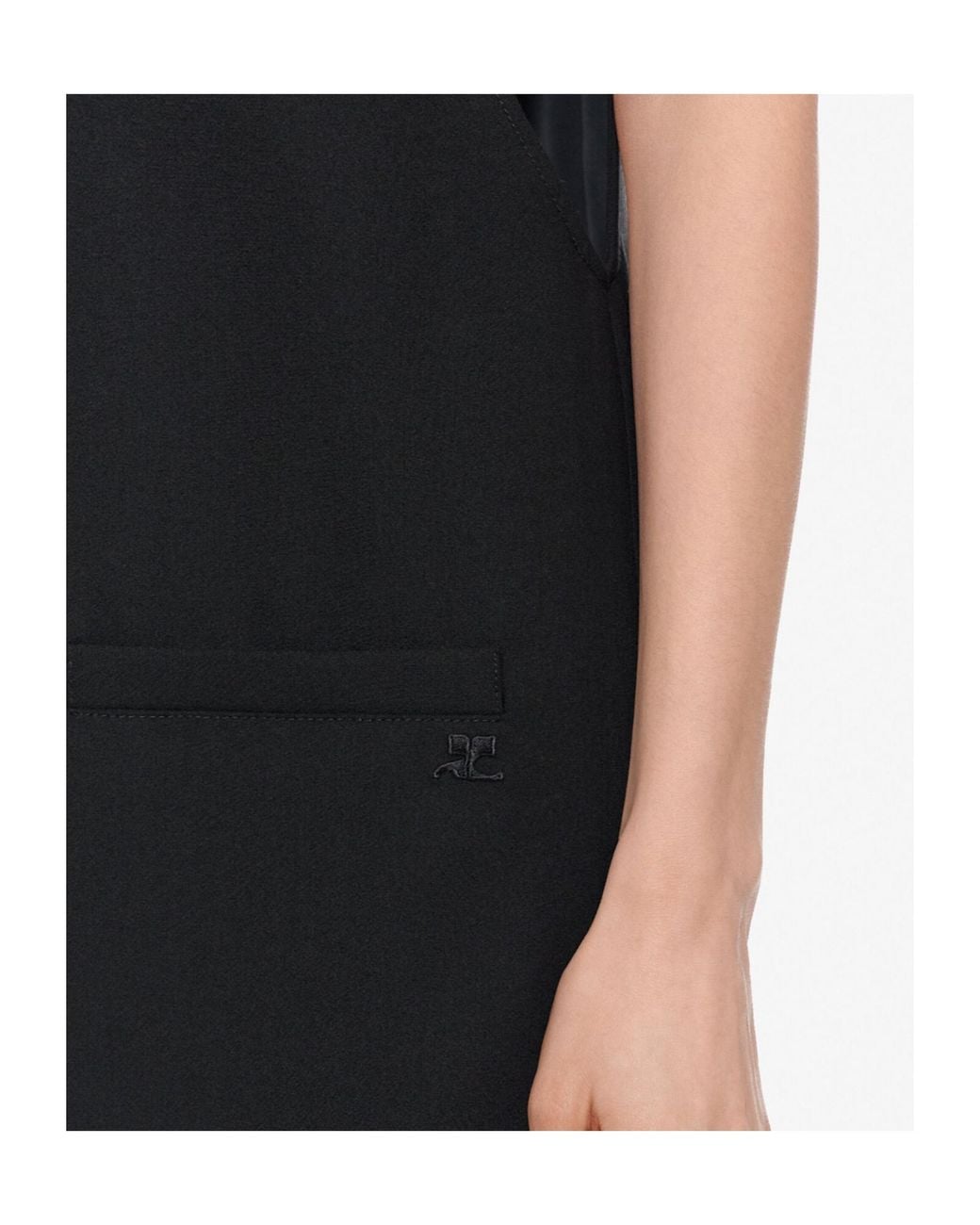 Courreges Black Sleeveless Pocket Dress