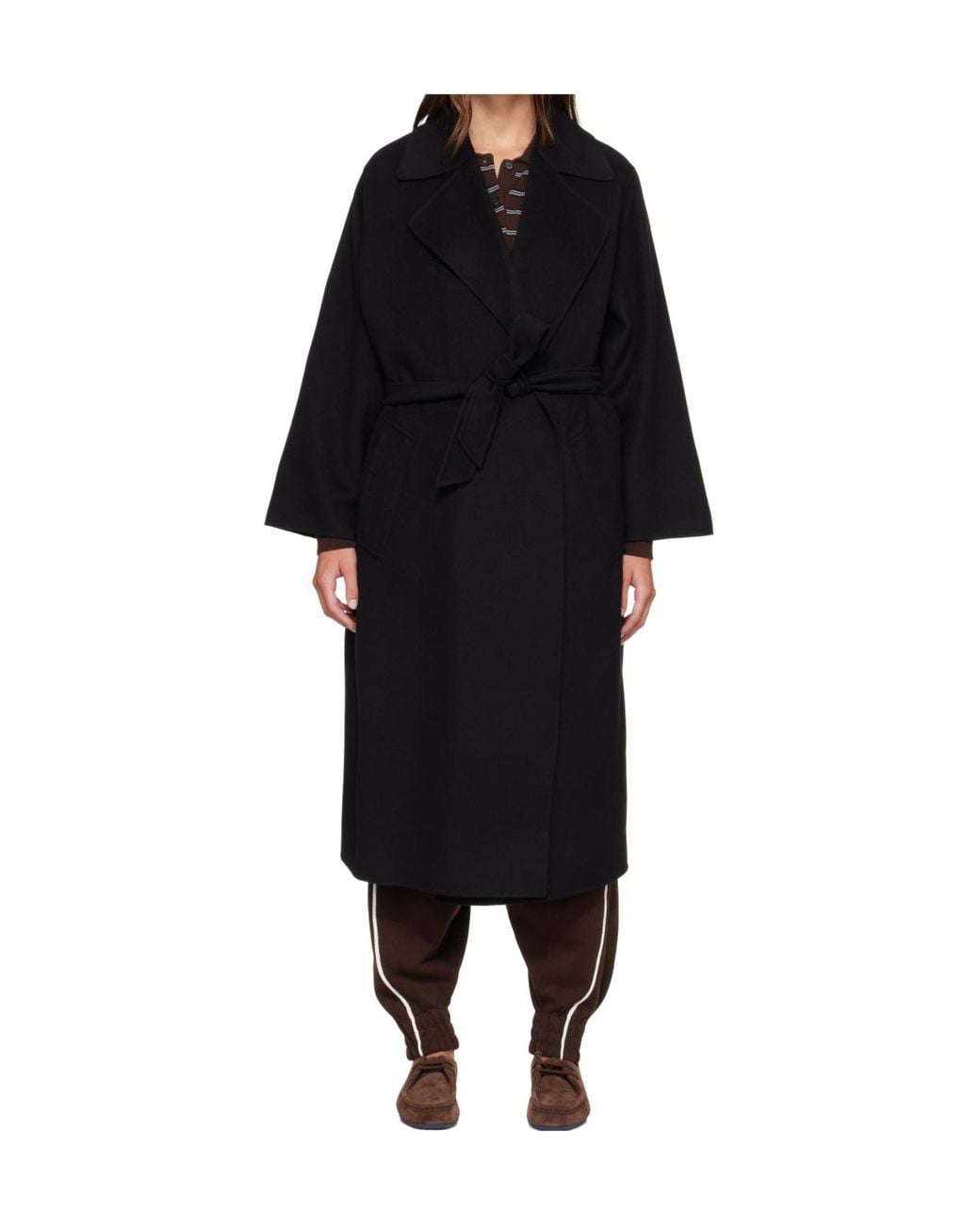 Weekend by Maxmara Black Operoso Belted Long Coat