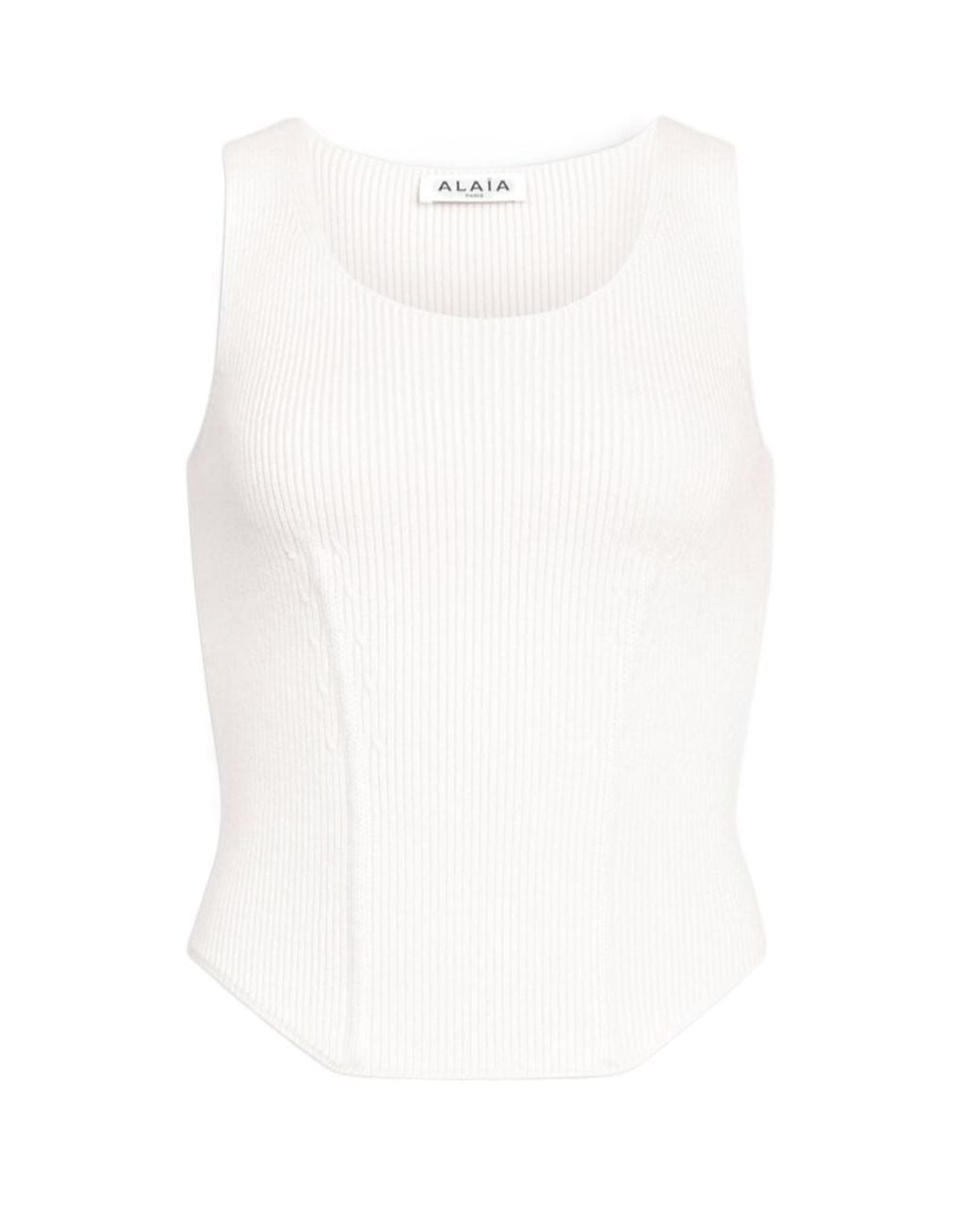 Alaïa White Alaïa Crewneck Sleeveless T-Shirt
