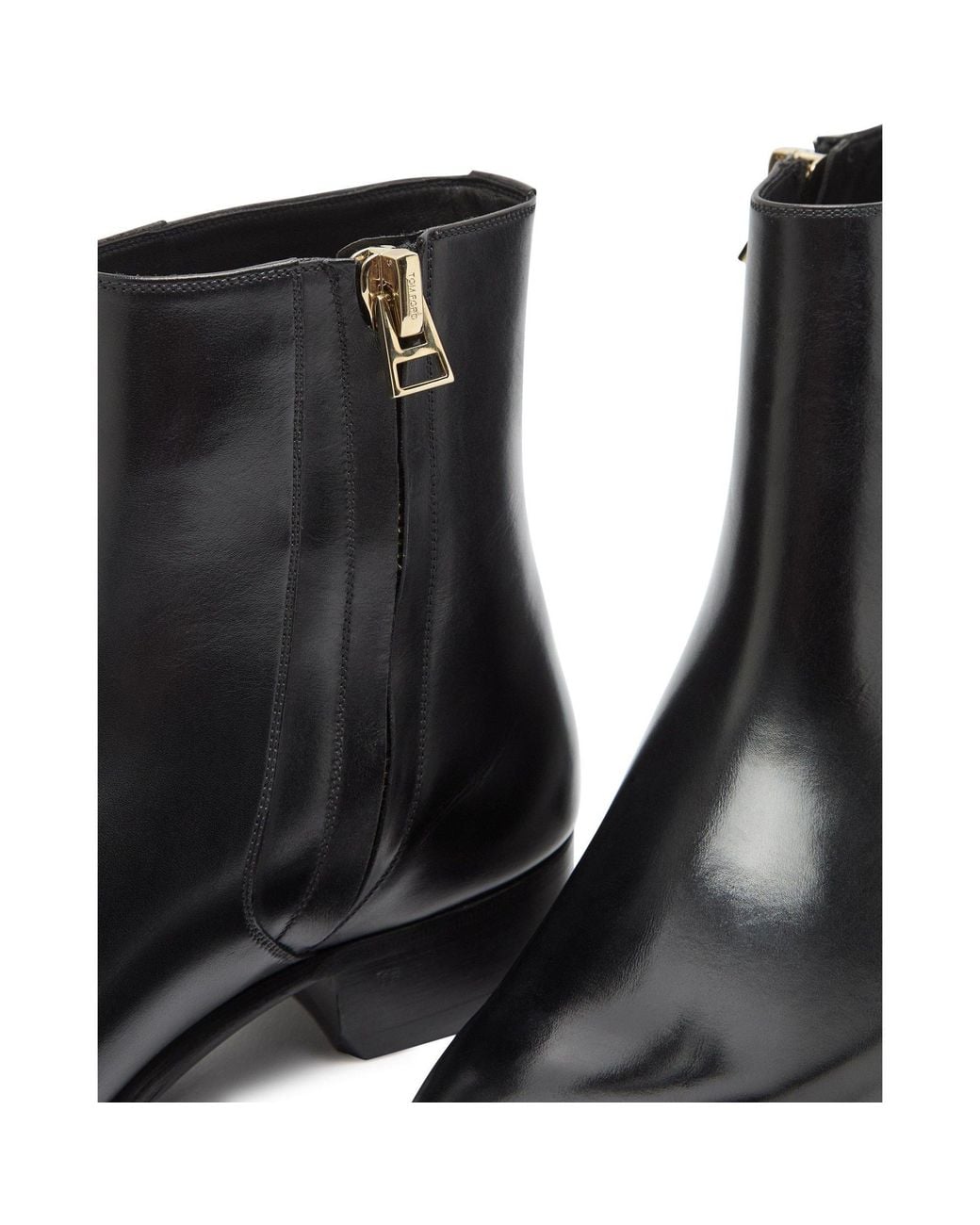 Tom Ford Black Leather Ankle Boots for men