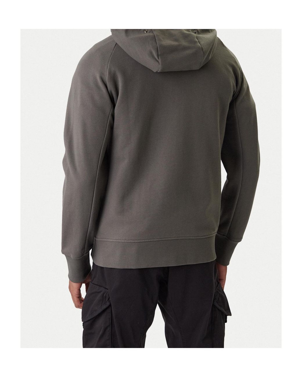 C P Company Gray Zip-Up Drawstring Hoodie for men