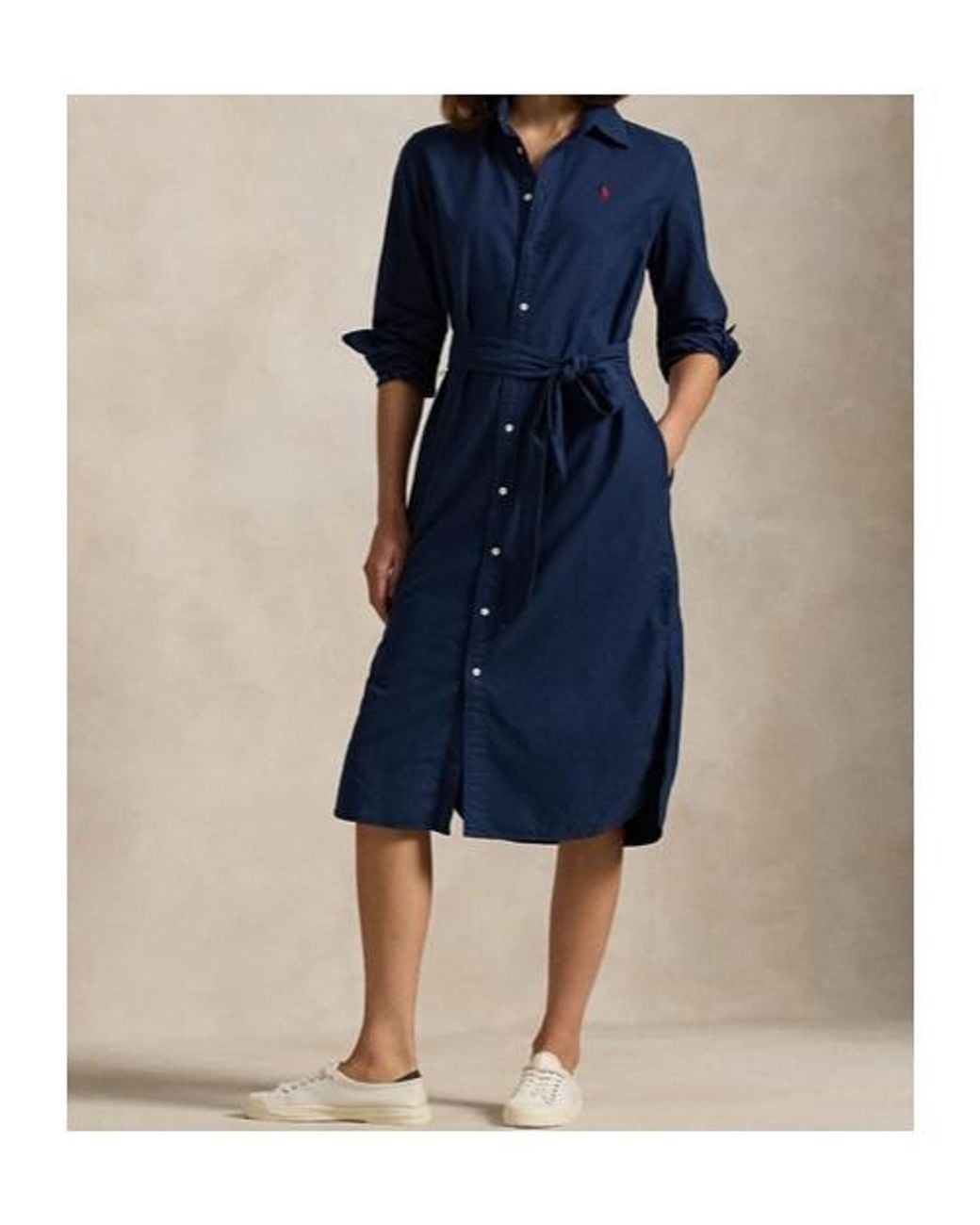 Polo Ralph Lauren Blue Pony Embroidered Midi Dress