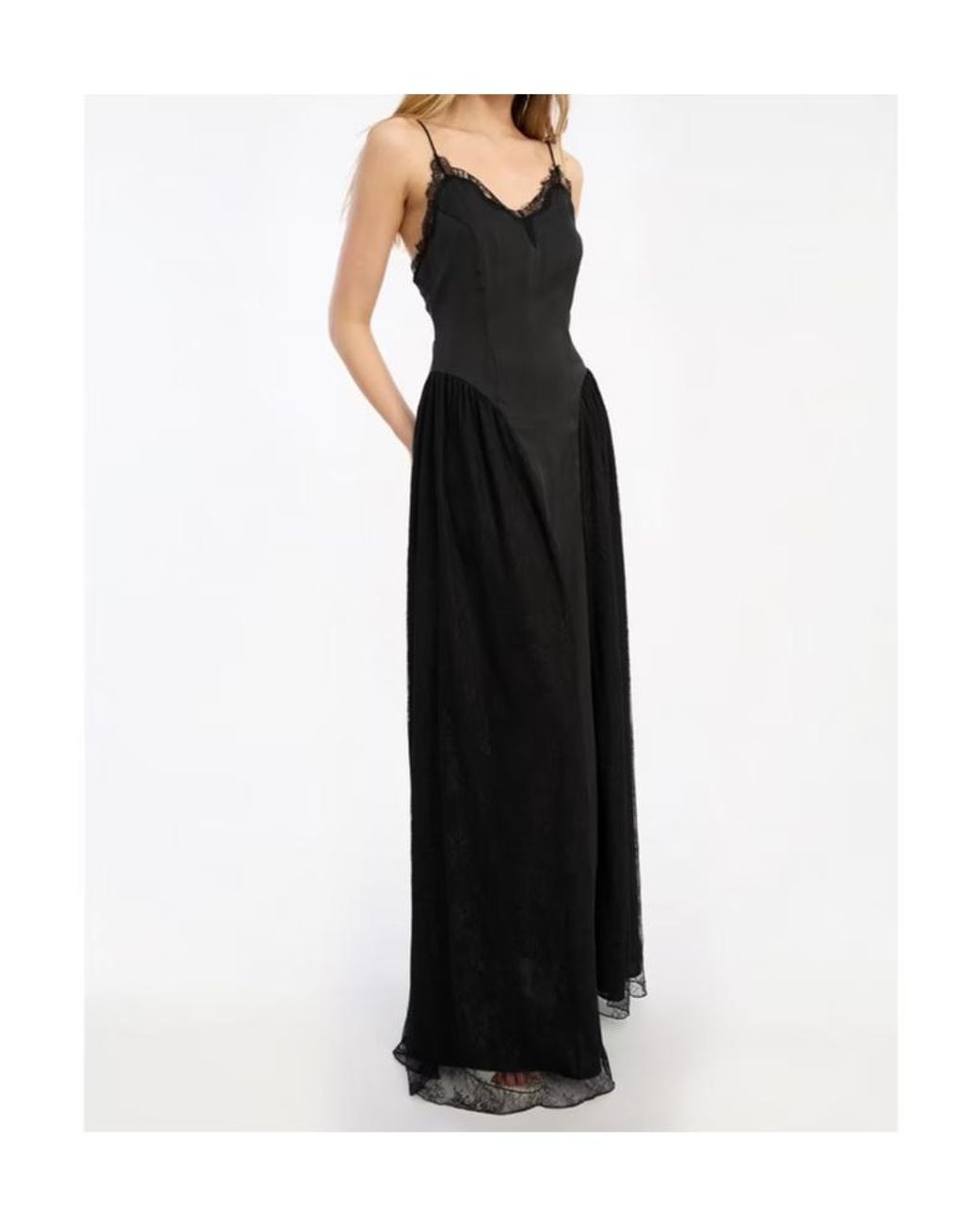 ROTATE BIRGER CHRISTENSEN Black Lacana Spaghetti Strap Dress