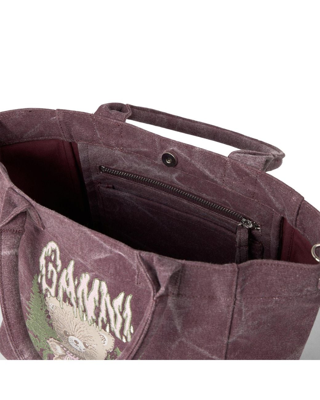Ganni Purple Canvas Tote Bag