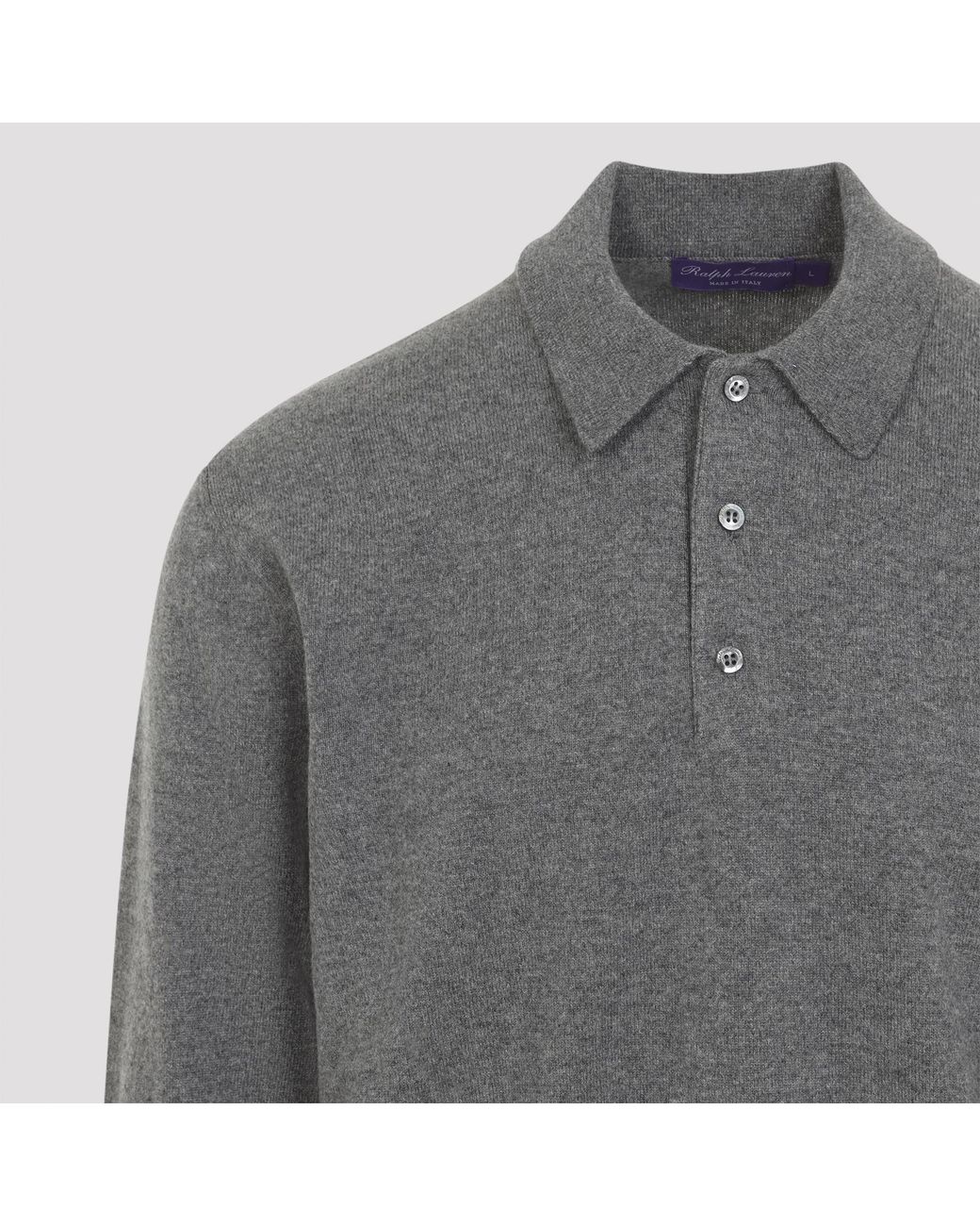 Ralph Lauren Gray Long-Sleeve Knit Polo Jumper for men
