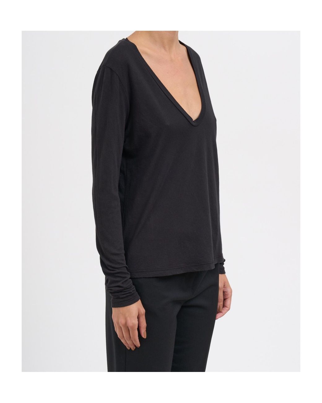 James Perse Black V-Neck Long-Sleeved T-Shirt