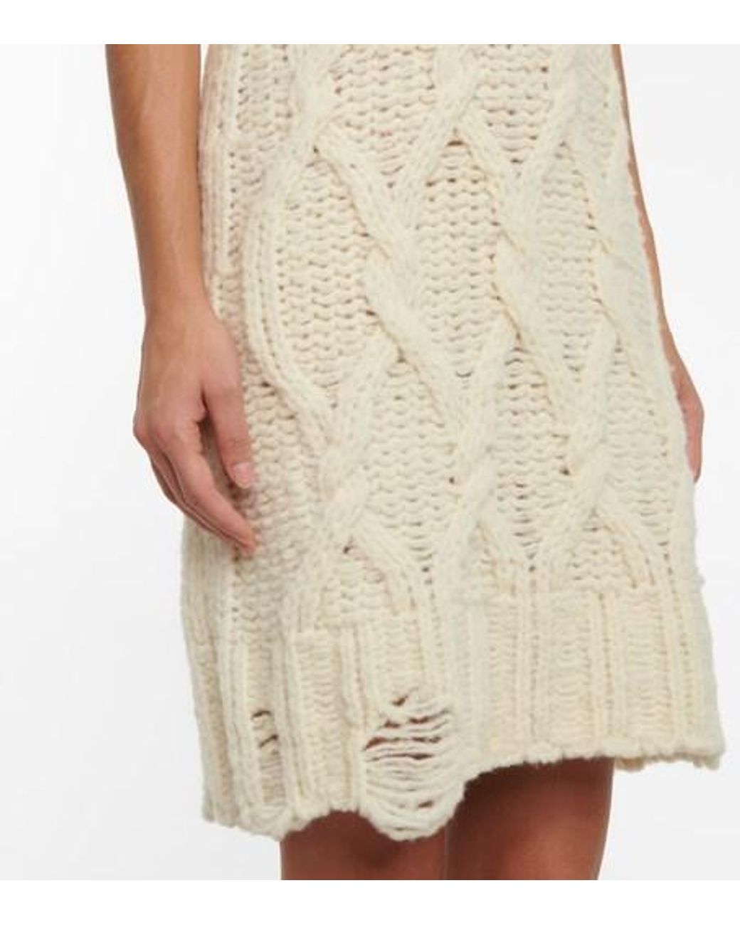 Acne White Cable-Knit Wool-Blend Minidress