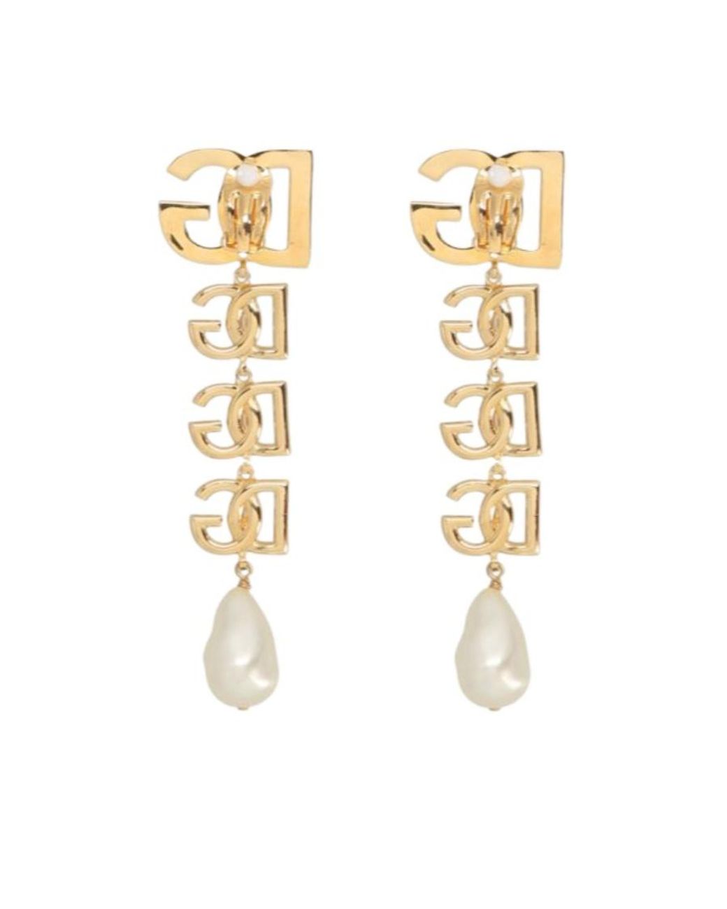 Dolce & Gabbana White Dg Logo Clip-On Earrings