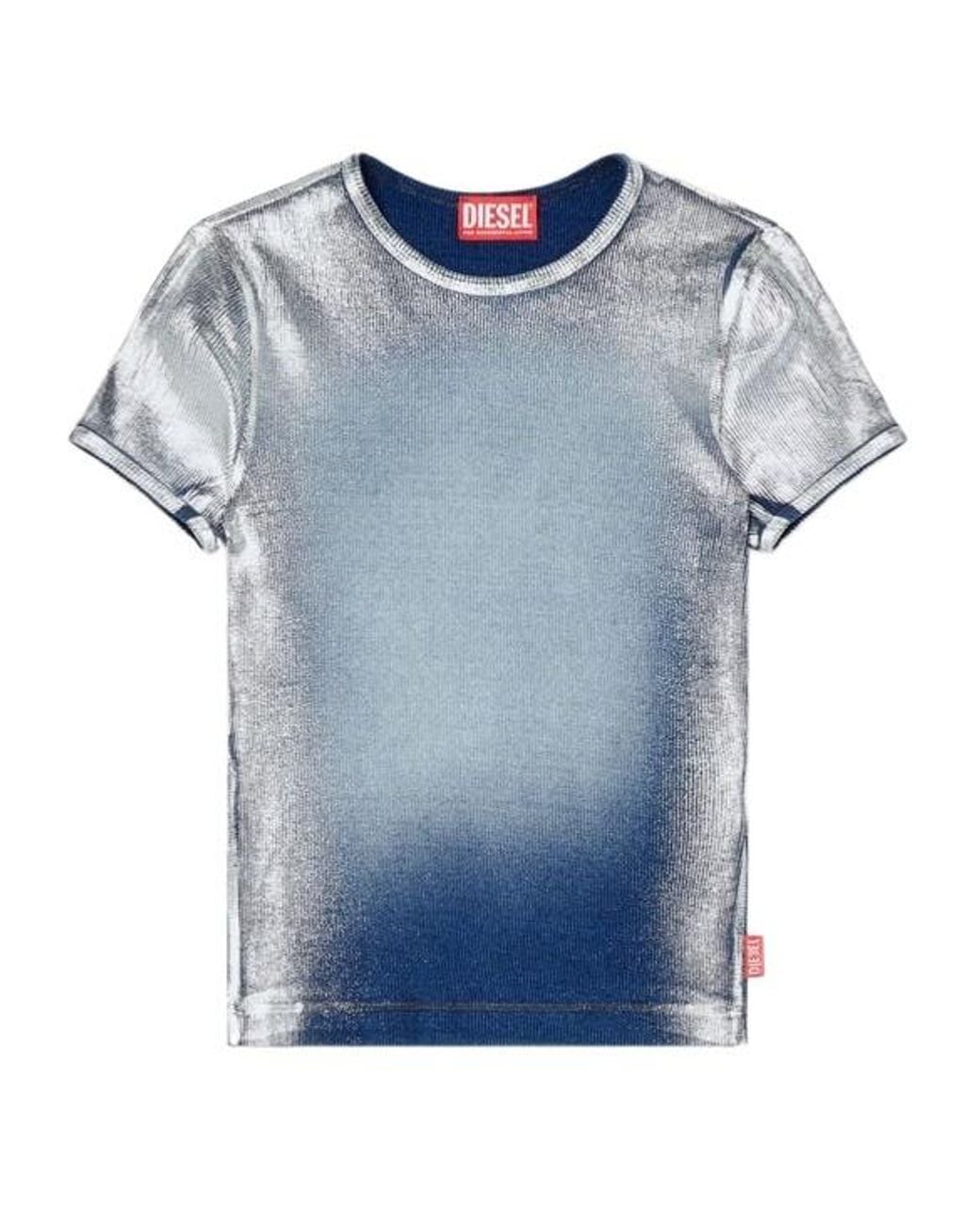 DIESEL Blue T-Ele-Long-Q1 Faded Metallic T-Shirt