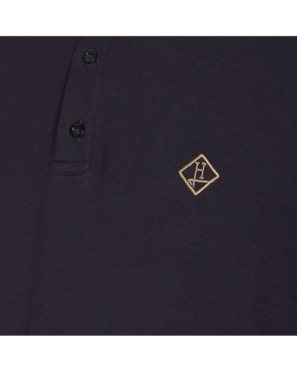Herno Blue Logo Embroidered Basic Polo Shirt for men