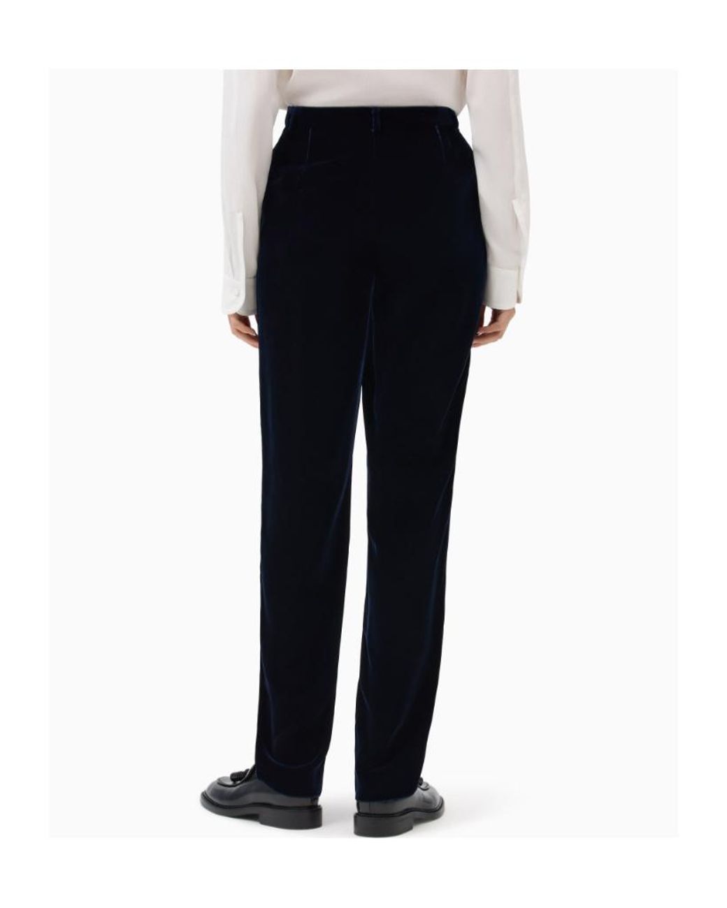 Emporio Armani Blue High-Waist Velvet Pants