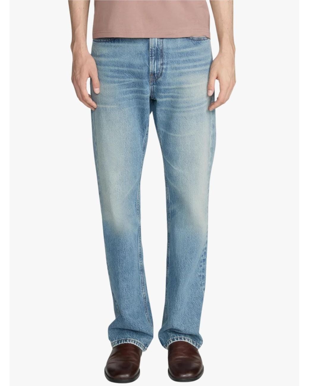 FRAME Blue Faded Straight-Leg Jeans for men