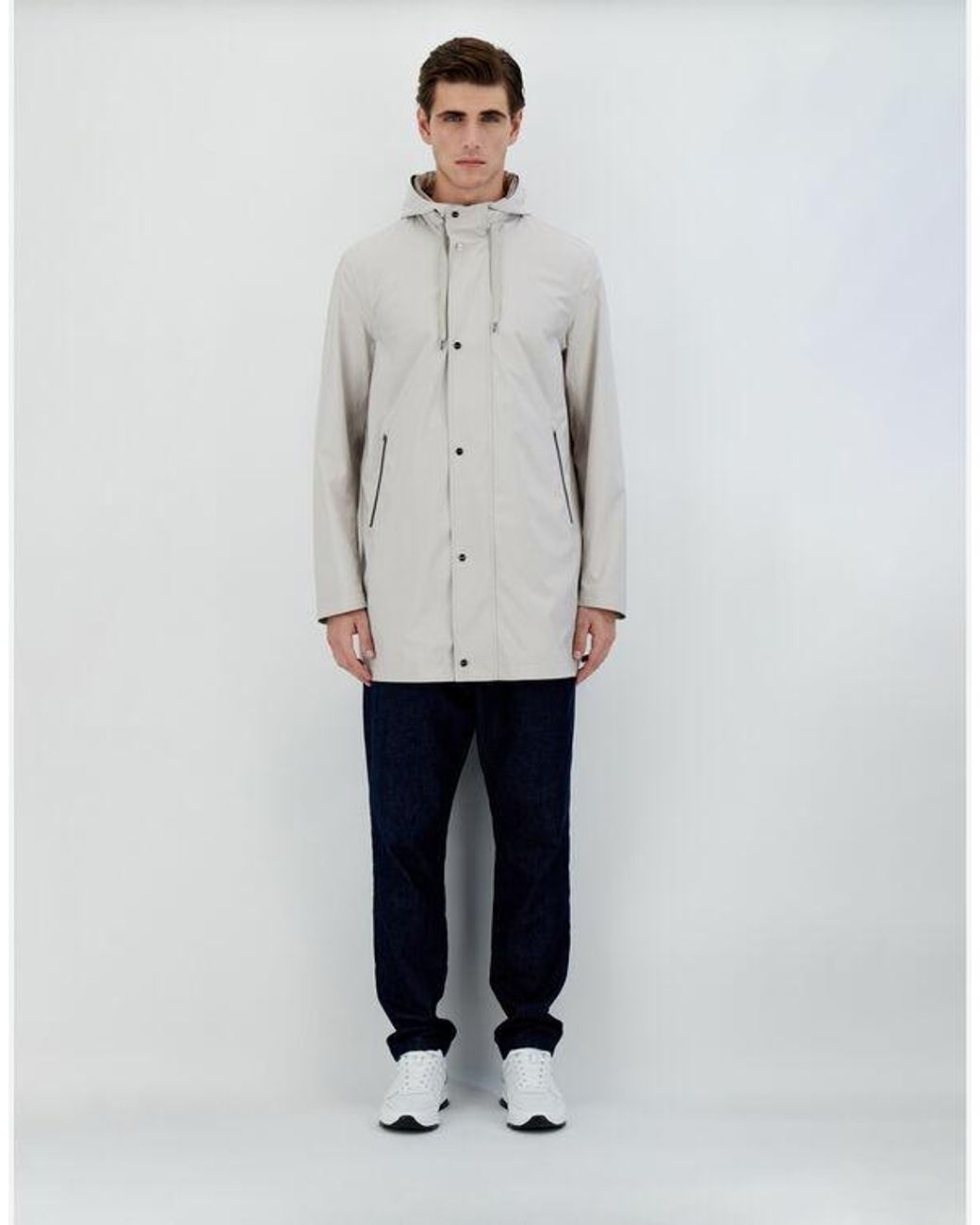 Herno White Long-Sleeve Parka Coat for men