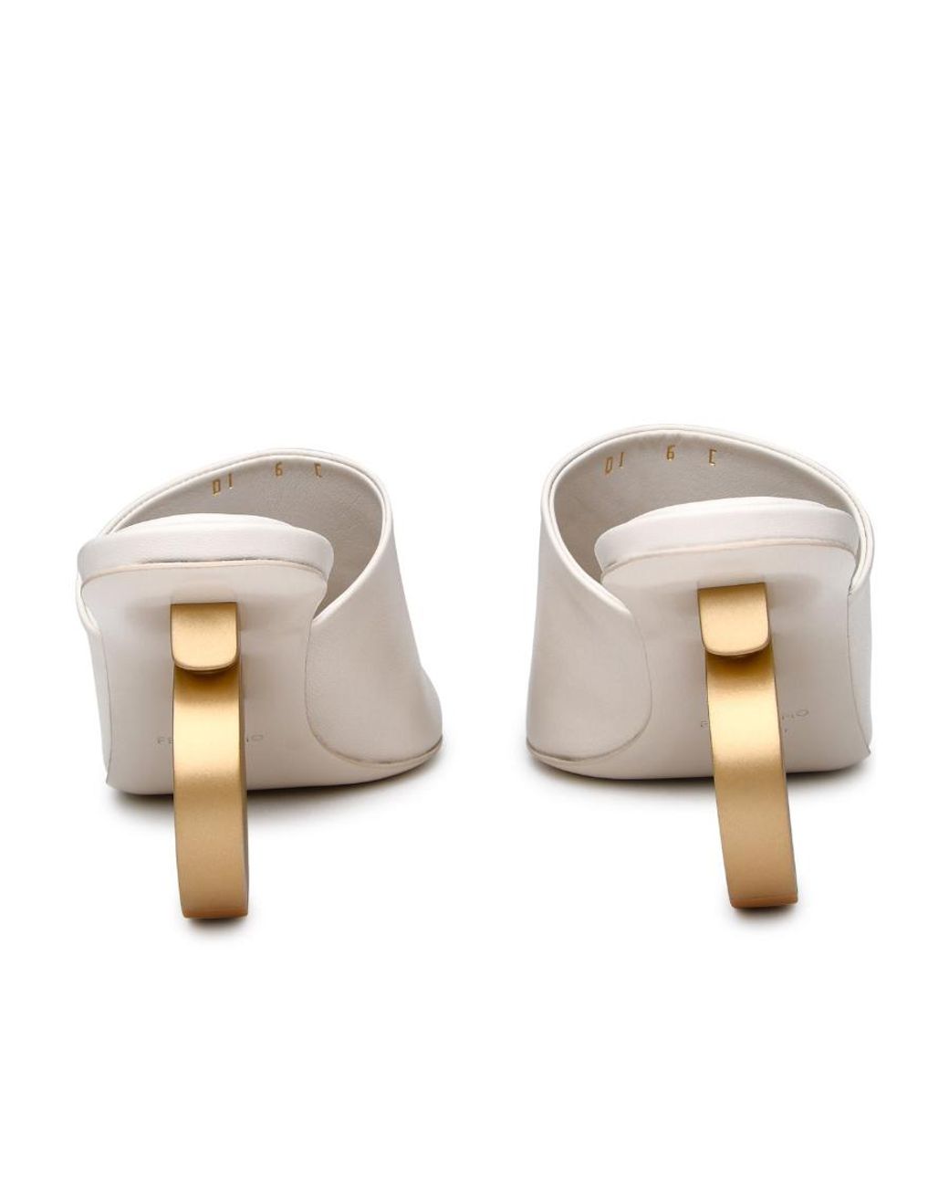 Ferragamo White Square High-Heeled Sandals