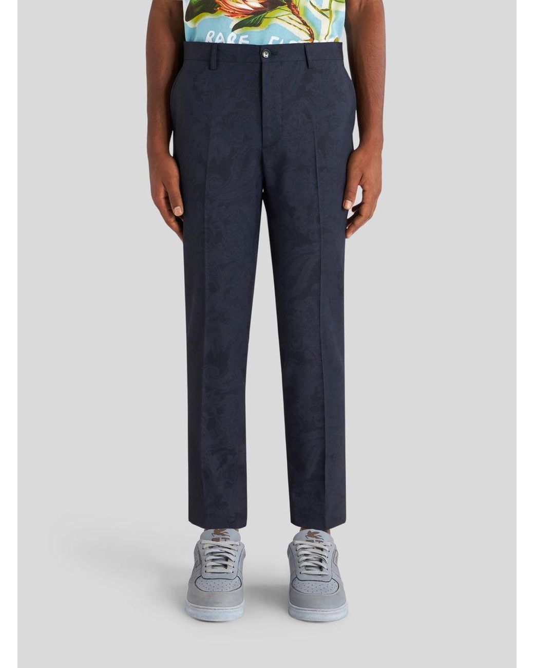 Etro Blue Straight Leg Tailored Pants for men