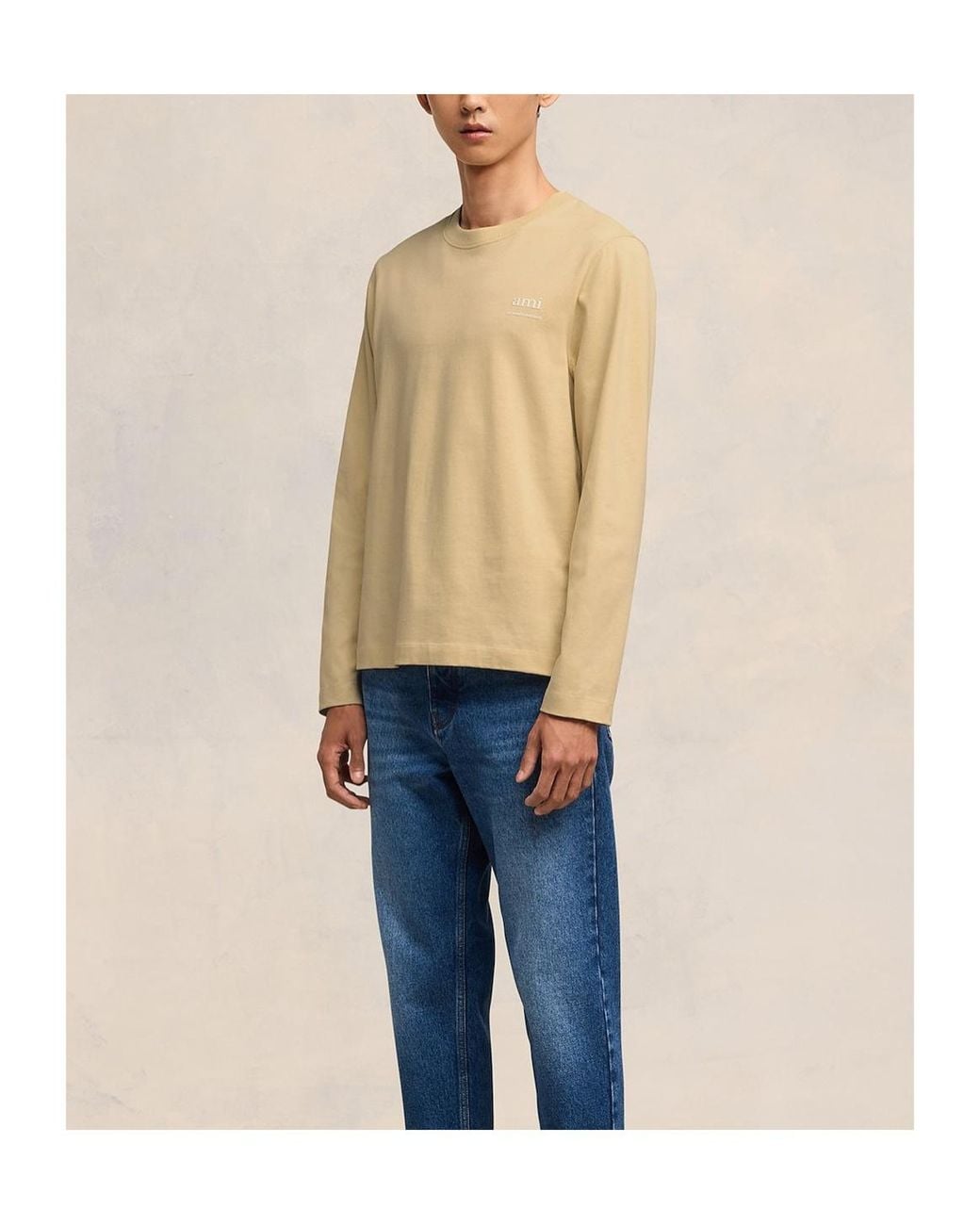 AMI Natural Ami Long Sleeved Crewneck T-Shirt for men